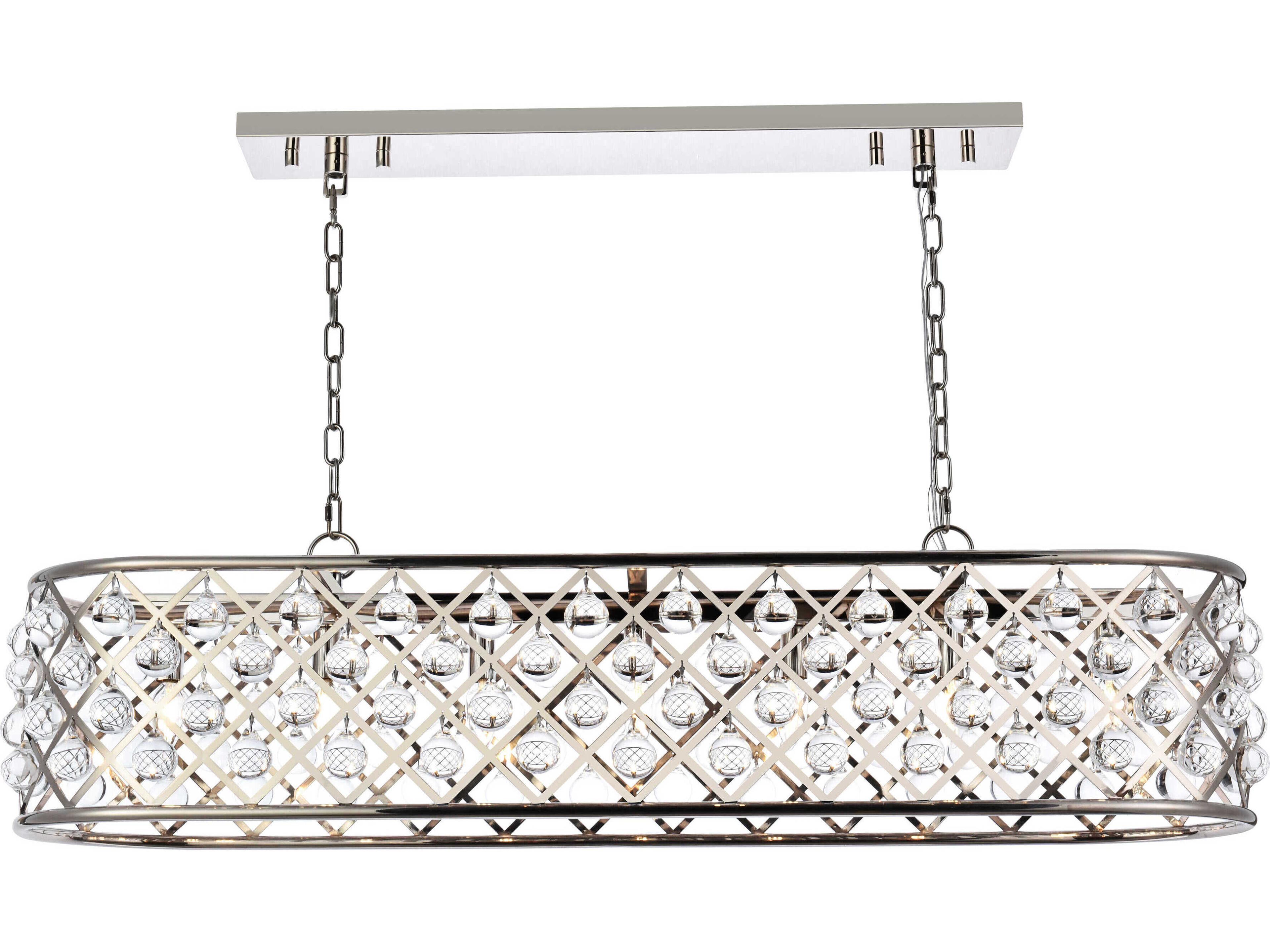Madison 7-Light Polished Nickel Clear Crystal Island Pendant
