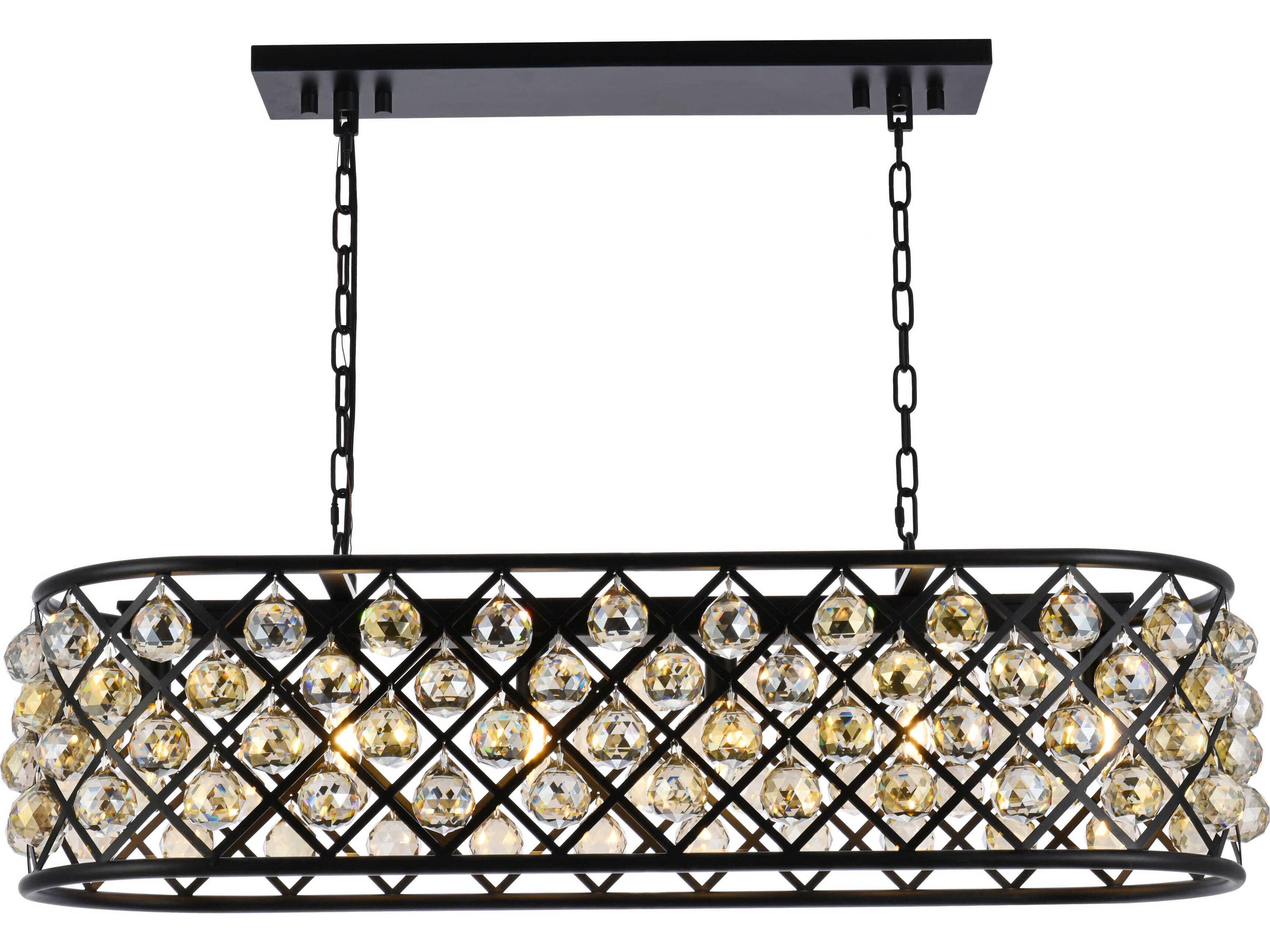 Madison 6-Light Matte Black Gold Crystal Island Pendant