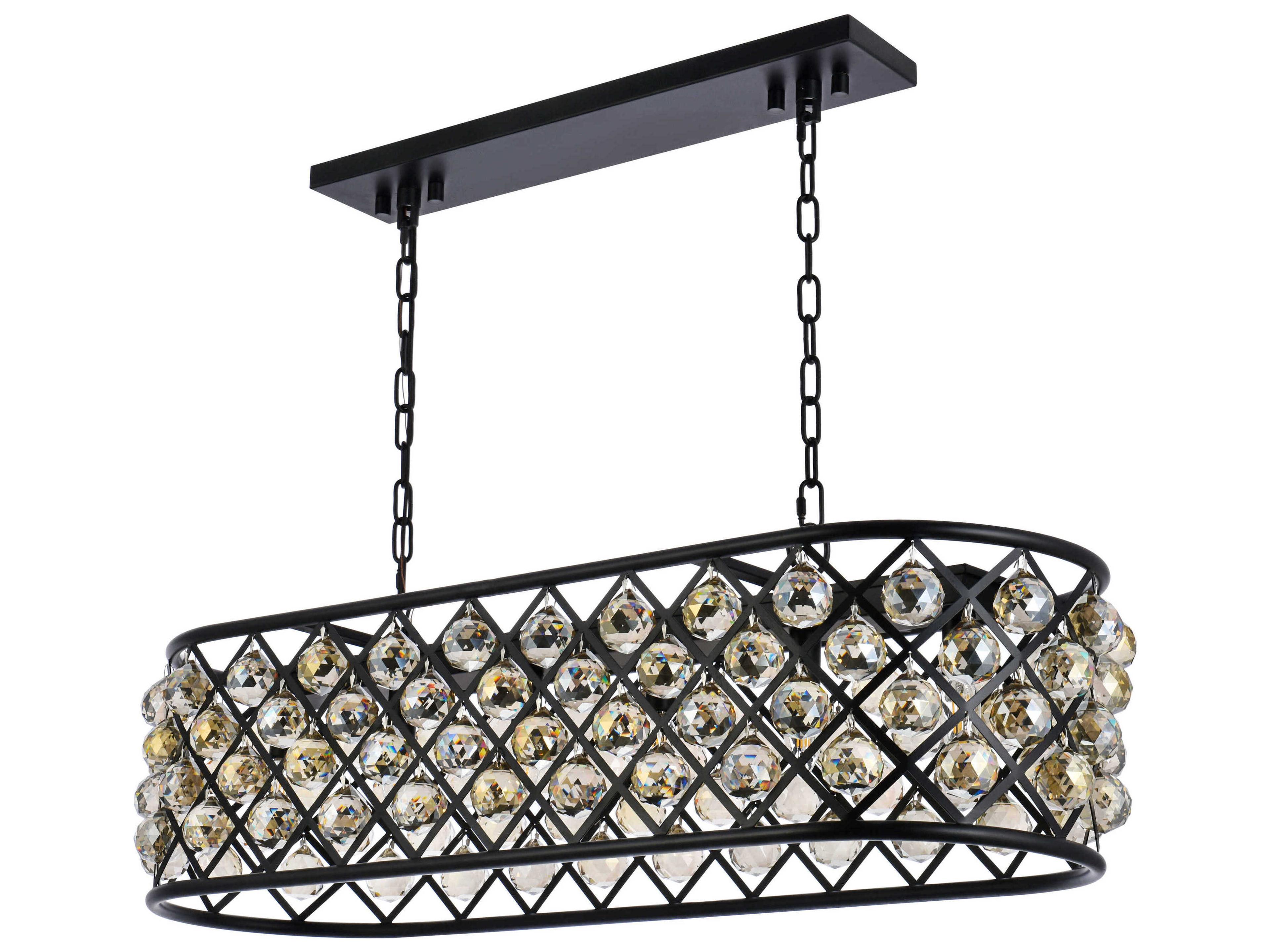 Elegant Lighting Madison 6-Light Matte Black Gold Crystal Island Pendant