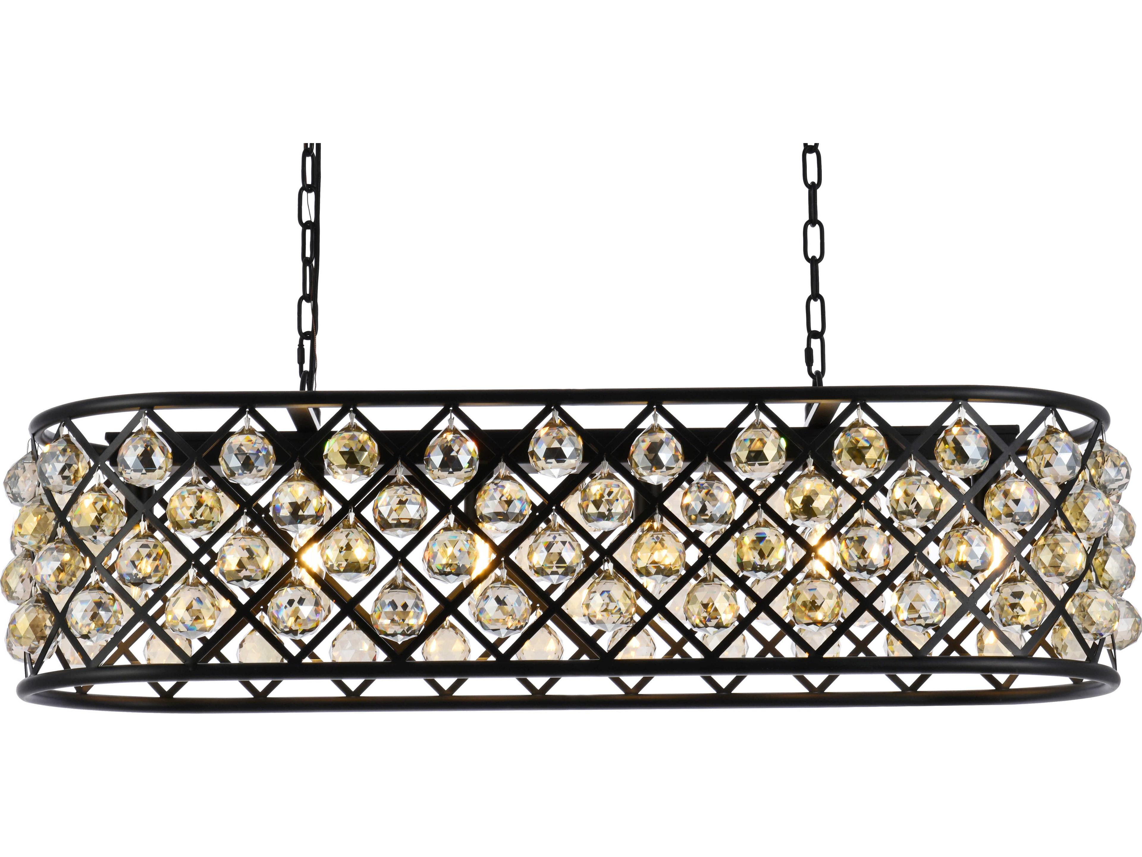 Elegant Lighting Madison 6-Light Matte Black Gold Crystal Island Pendant