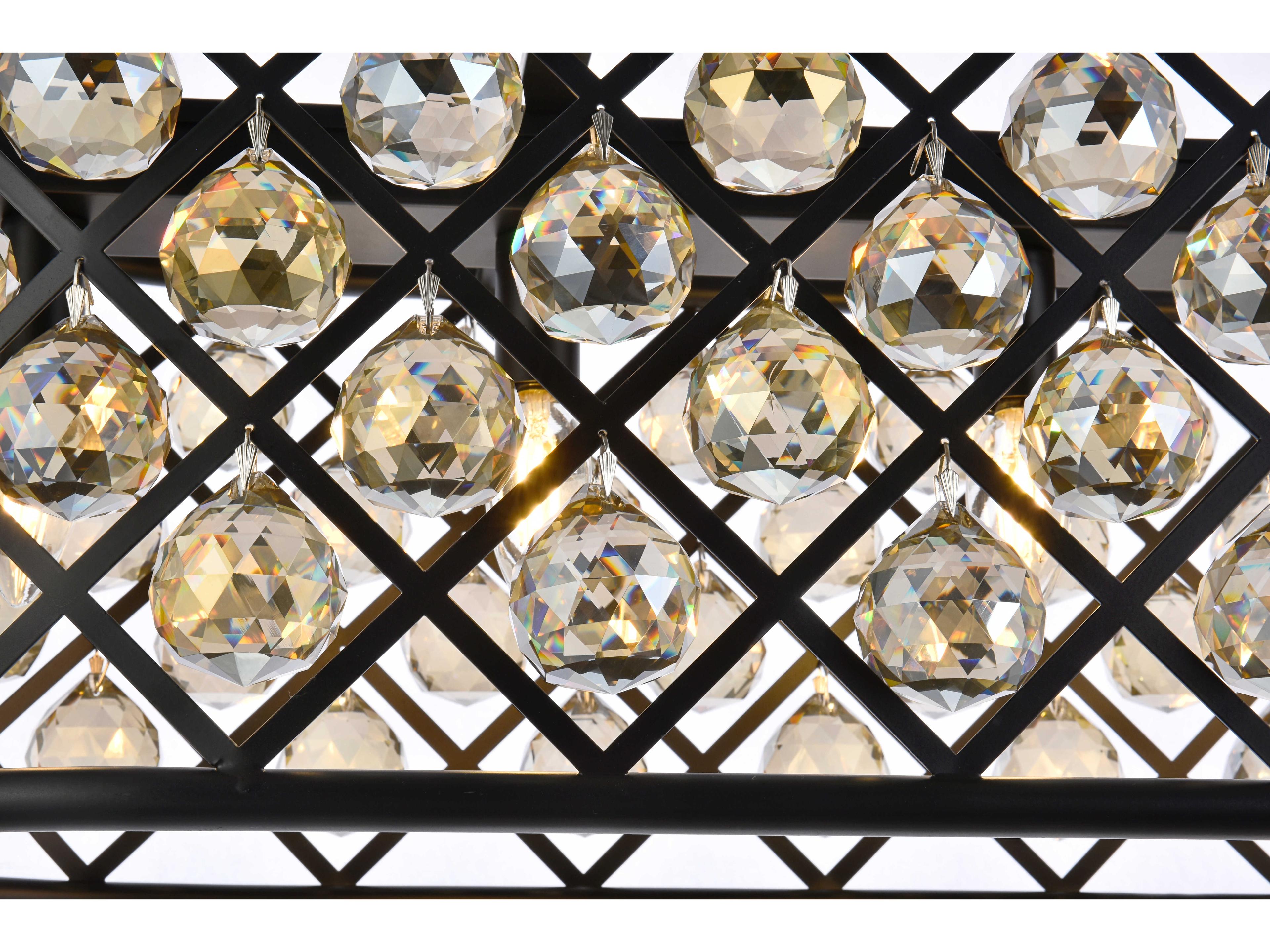 Elegant Lighting Madison 6-Light Matte Black Gold Crystal Island Pendant