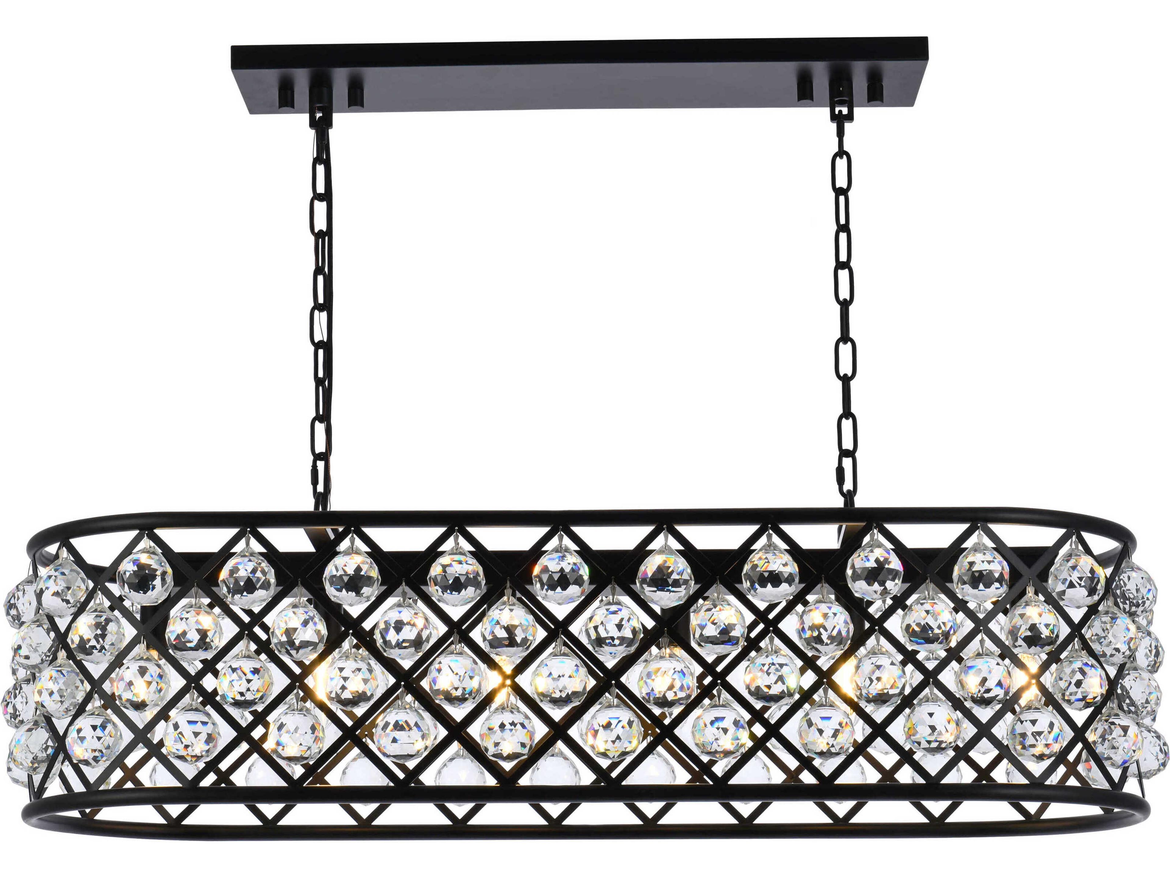 Madison 6-Light Matte Black Clear Crystal Island Pendant