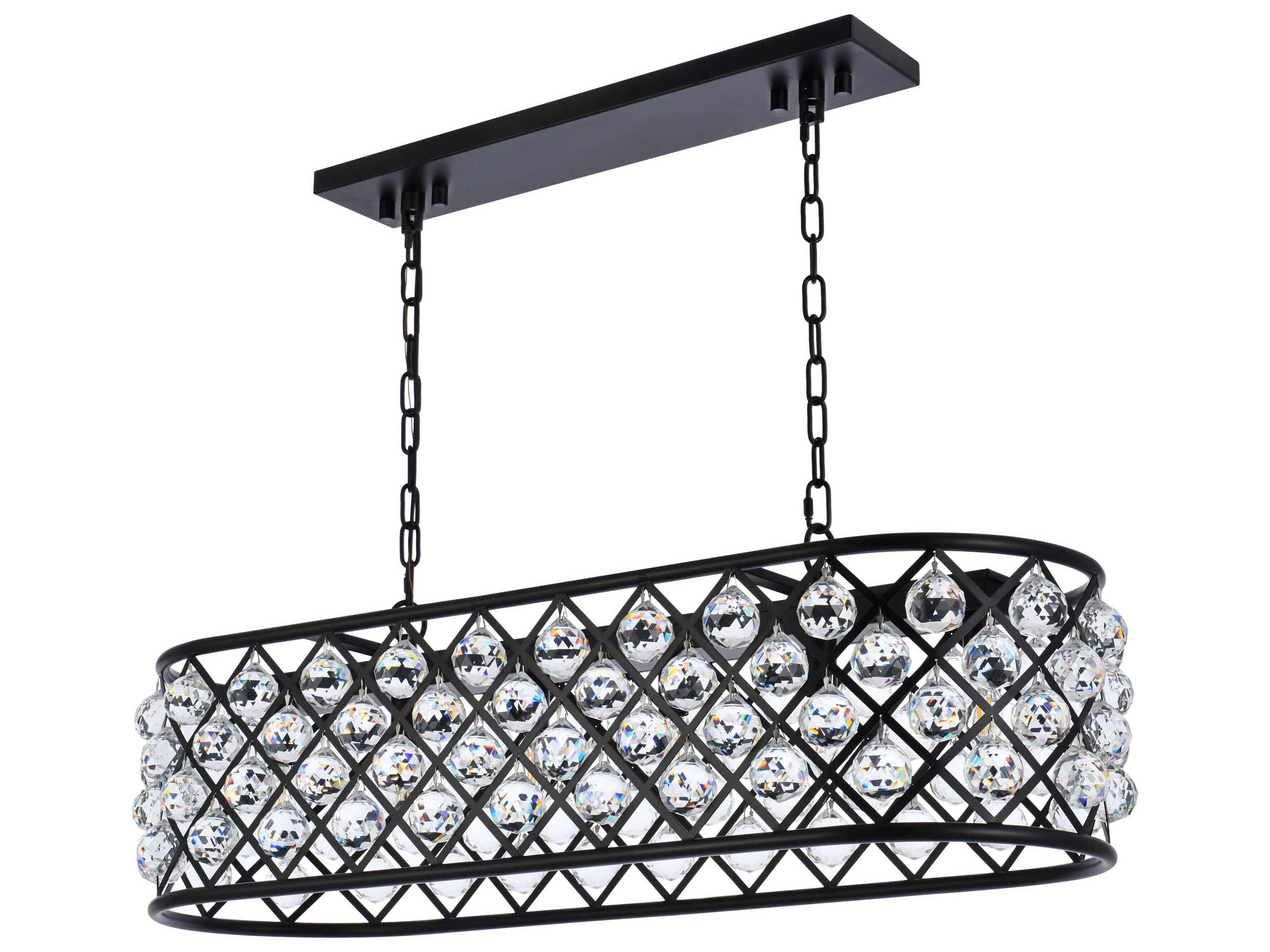 Elegant Lighting Madison 6-Light Matte Black Clear Crystal Island Pendant