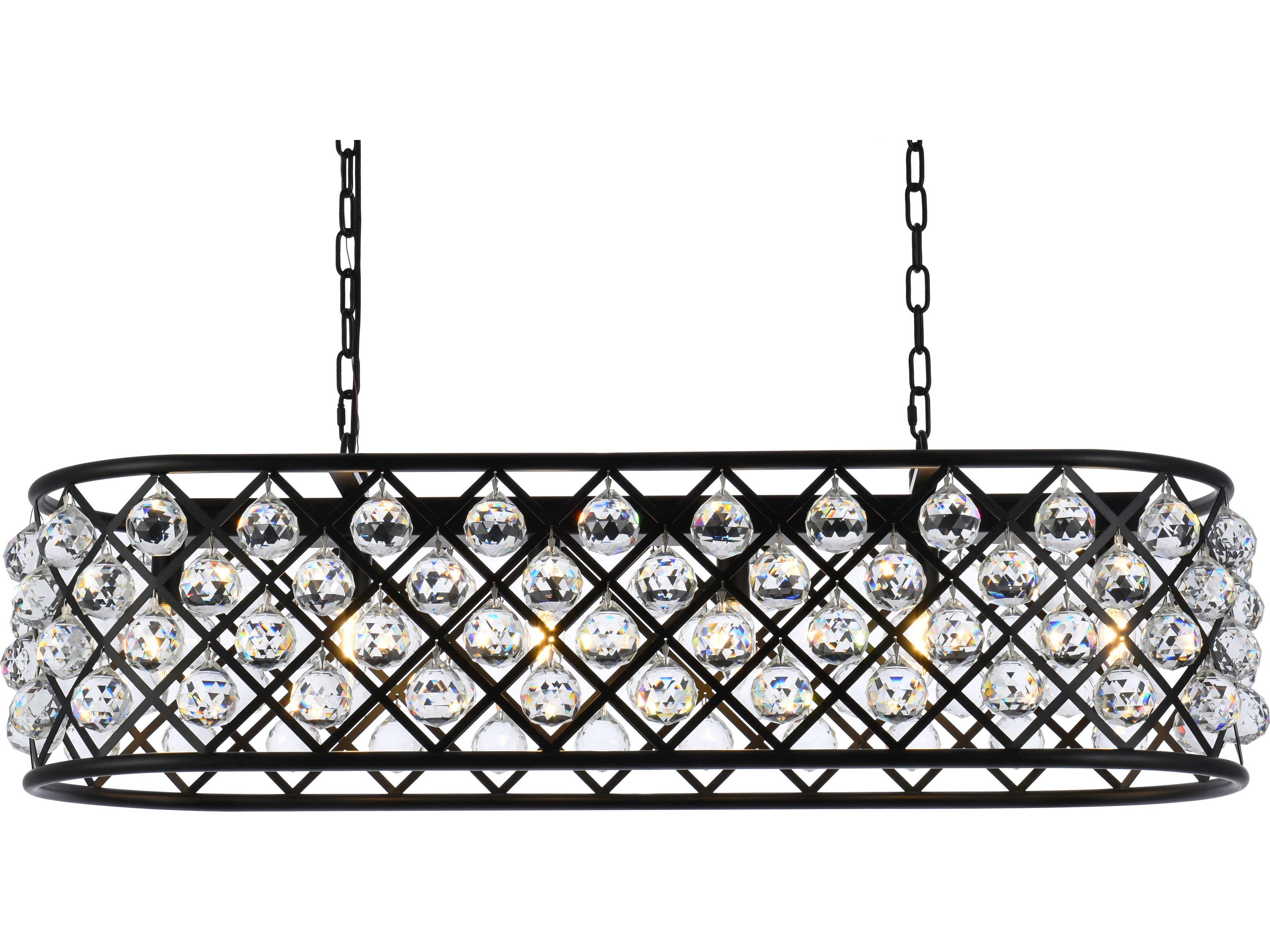 Elegant Lighting Madison 6-Light Matte Black Clear Crystal Island Pendant