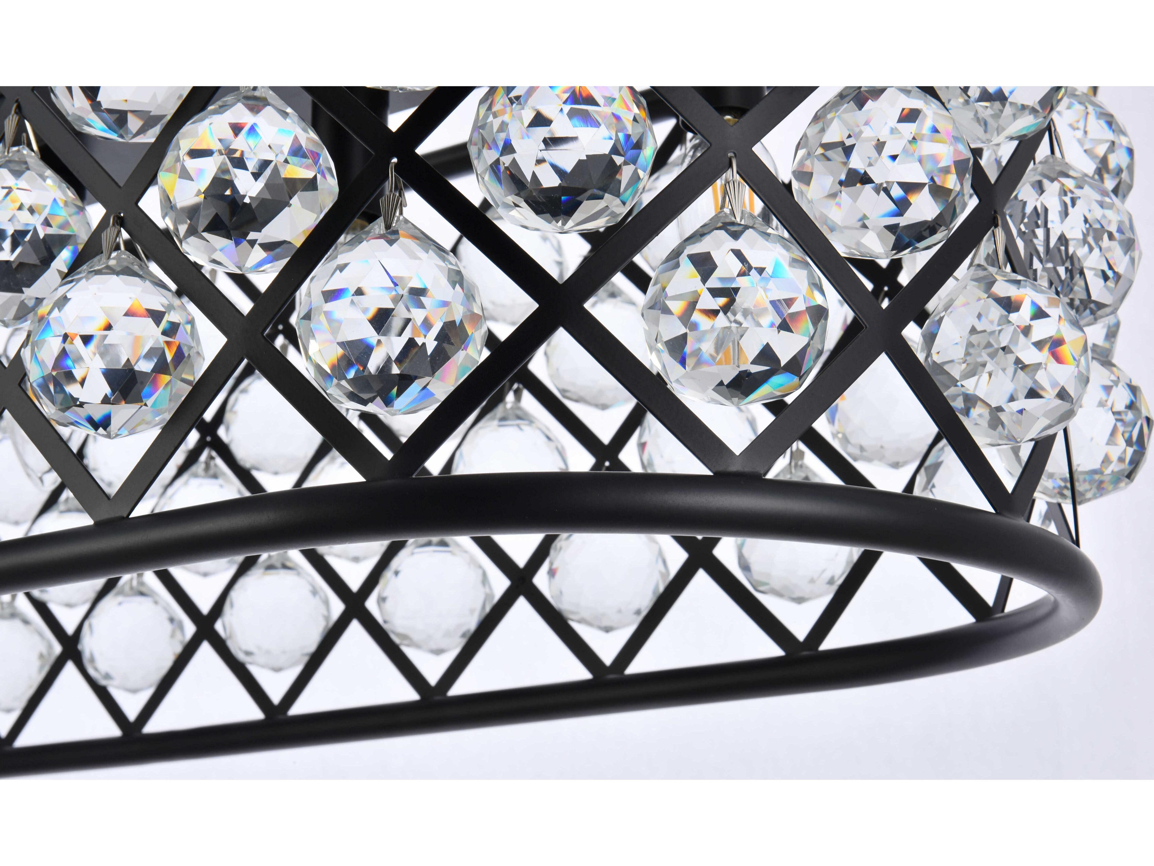 Elegant Lighting Madison 6-Light Matte Black Clear Crystal Island Pendant