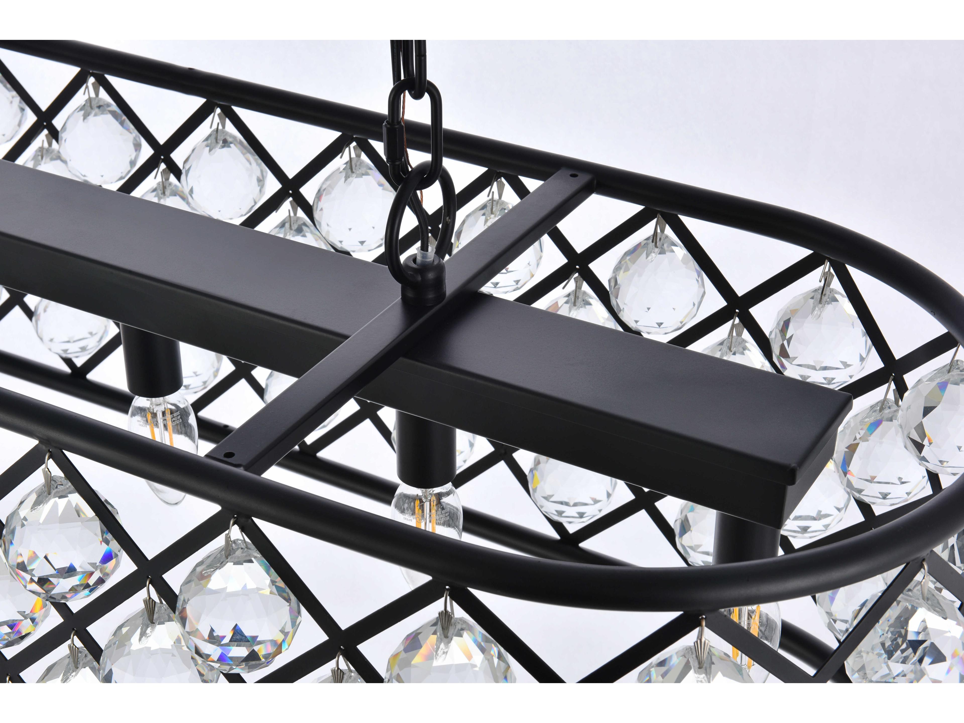 Elegant Lighting Madison 6-Light Matte Black Clear Crystal Island Pendant