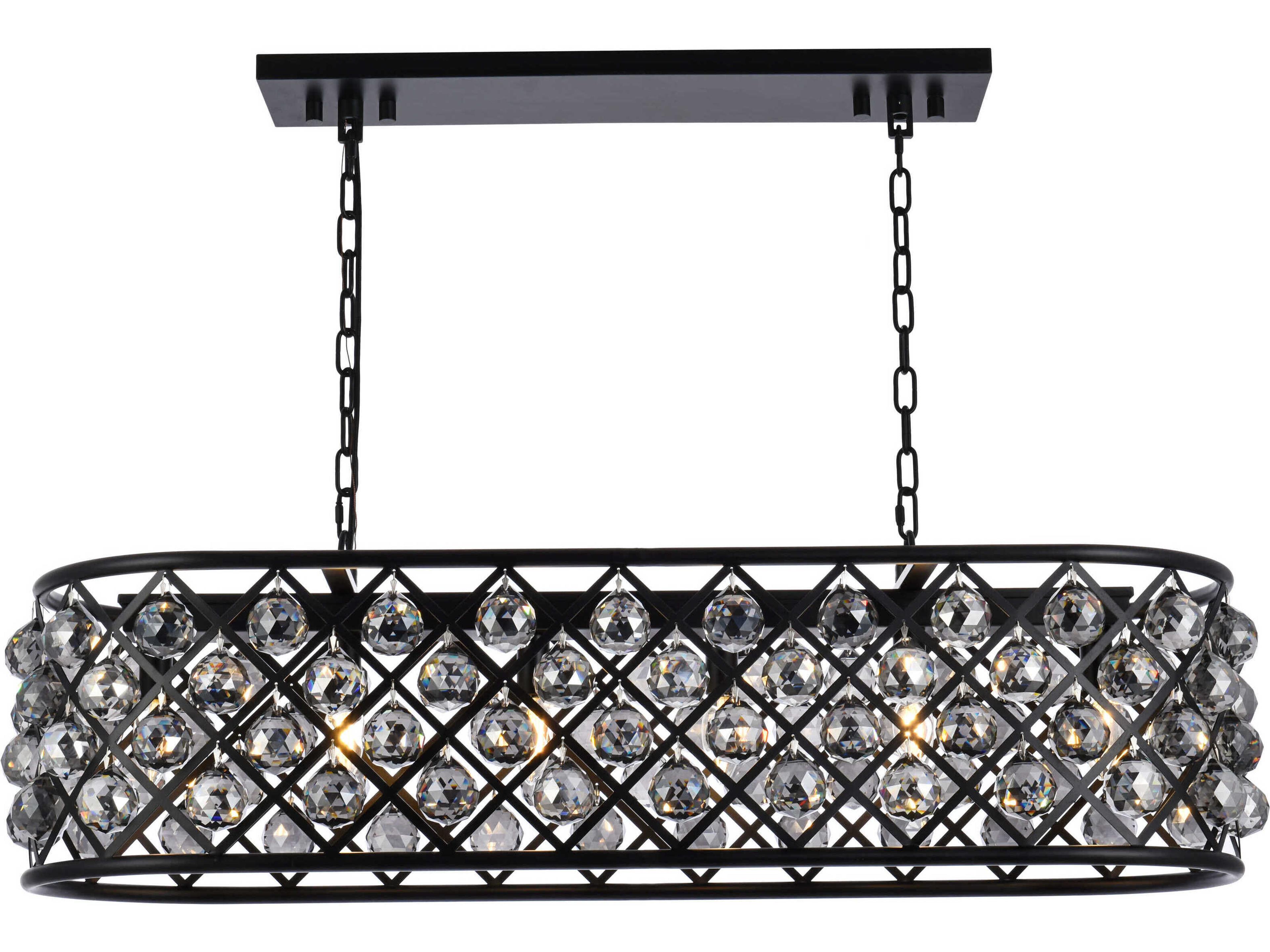 Madison 6-Light Matte Black Silver Crystal Island Pendant
