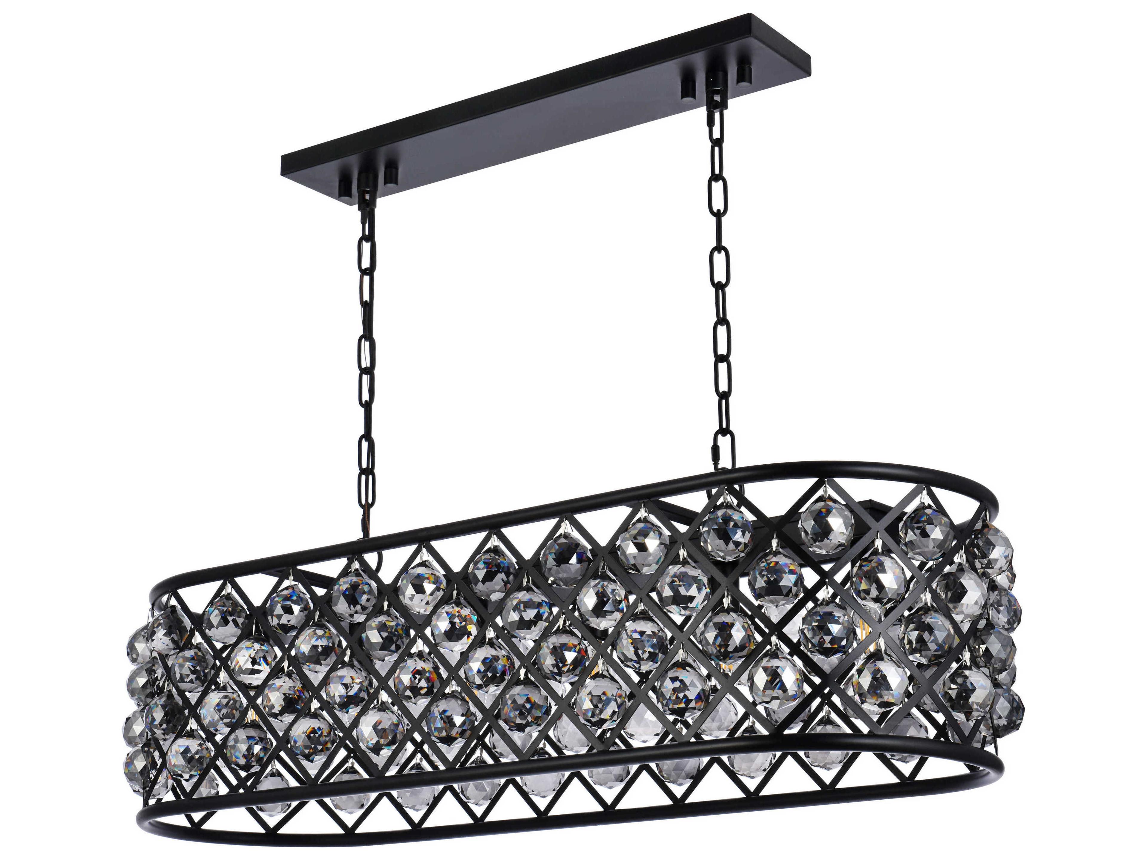 Elegant Lighting Madison 6-Light Matte Black Silver Crystal Island Pendant