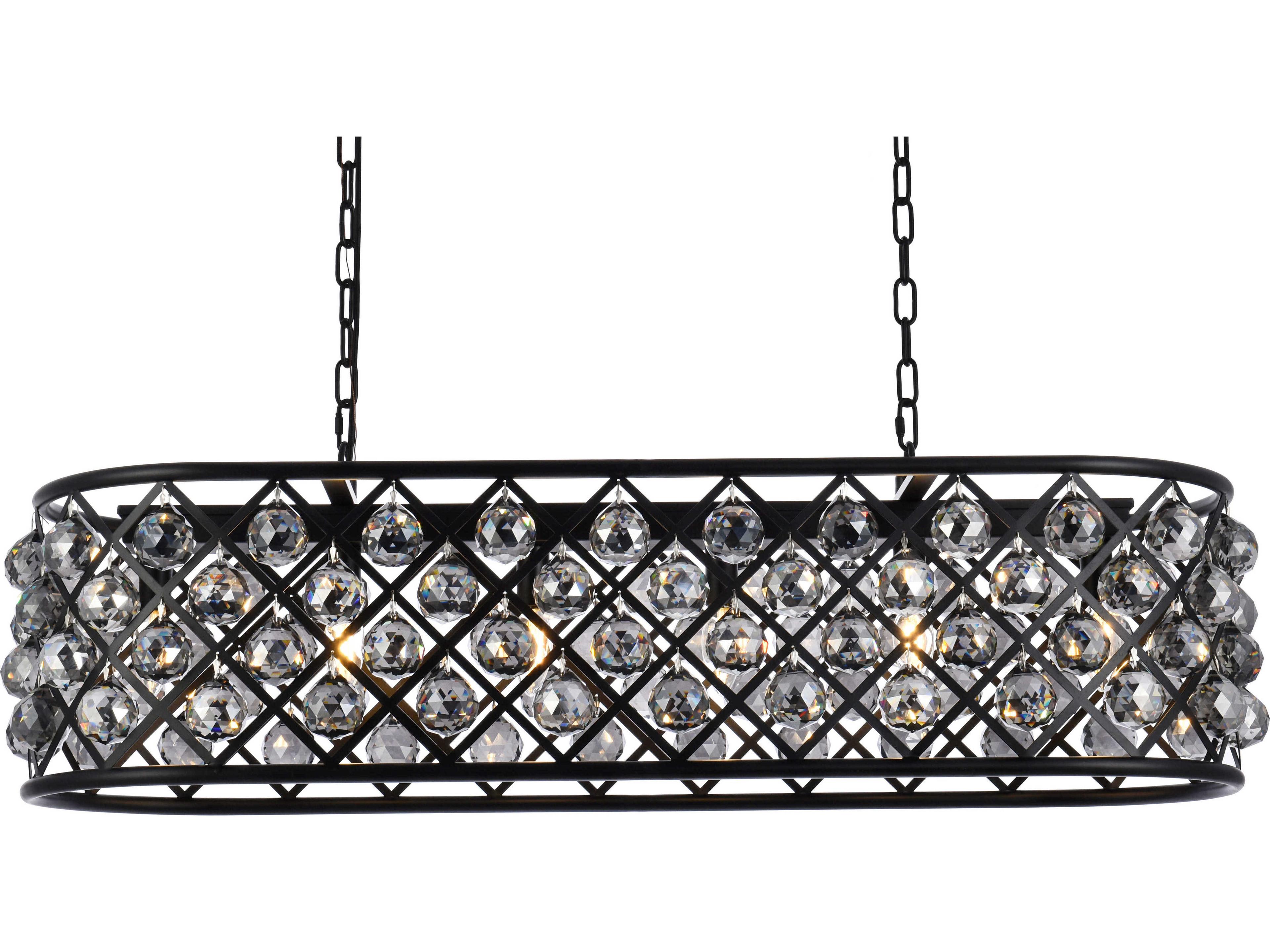 Elegant Lighting Madison 6-Light Matte Black Silver Crystal Island Pendant