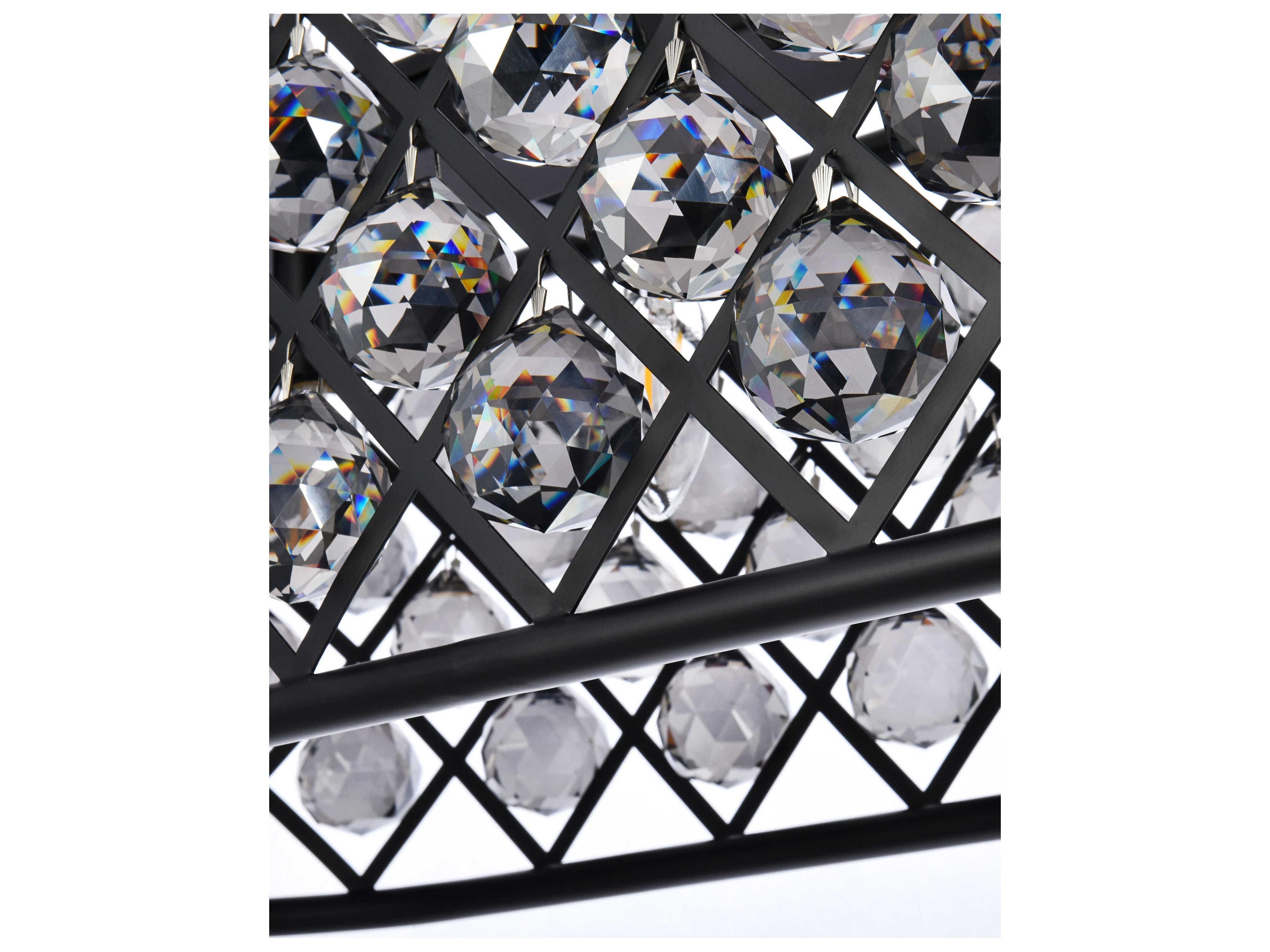 Elegant Lighting Madison 6-Light Matte Black Silver Crystal Island Pendant