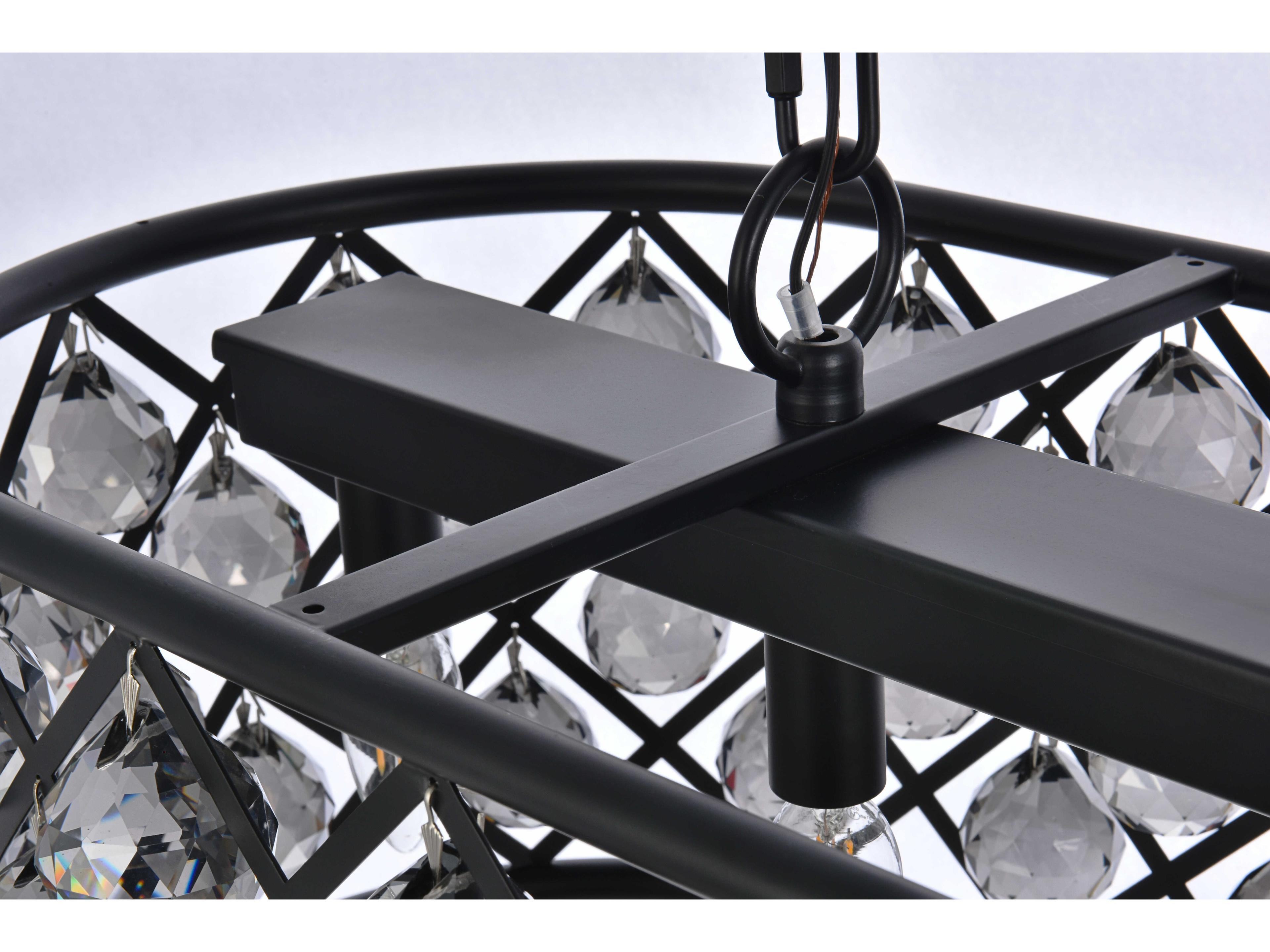 Elegant Lighting Madison 6-Light Matte Black Silver Crystal Island Pendant