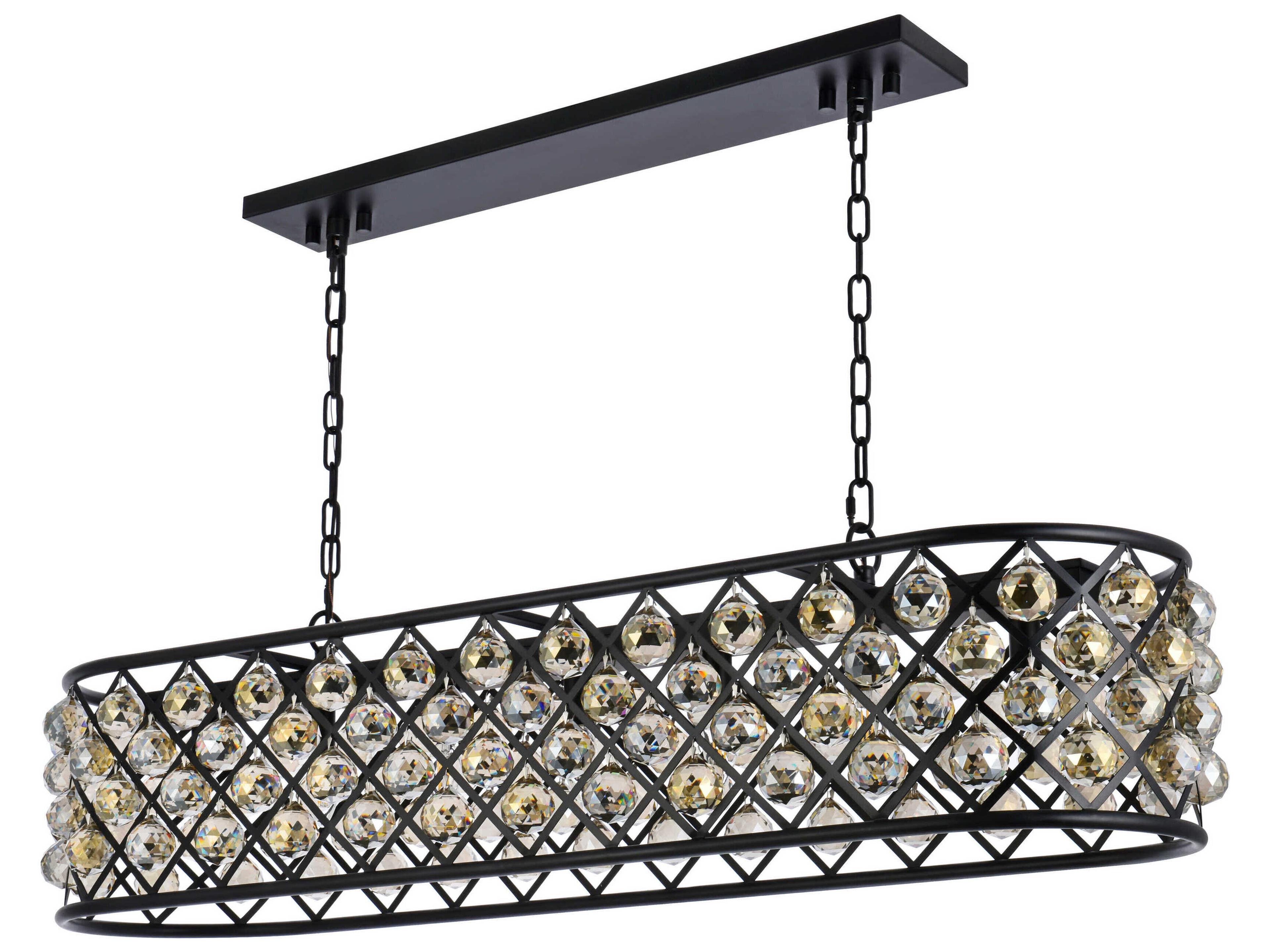 Elegant Lighting Madison 7-Light Matte Black Gold Crystal Island Pendant