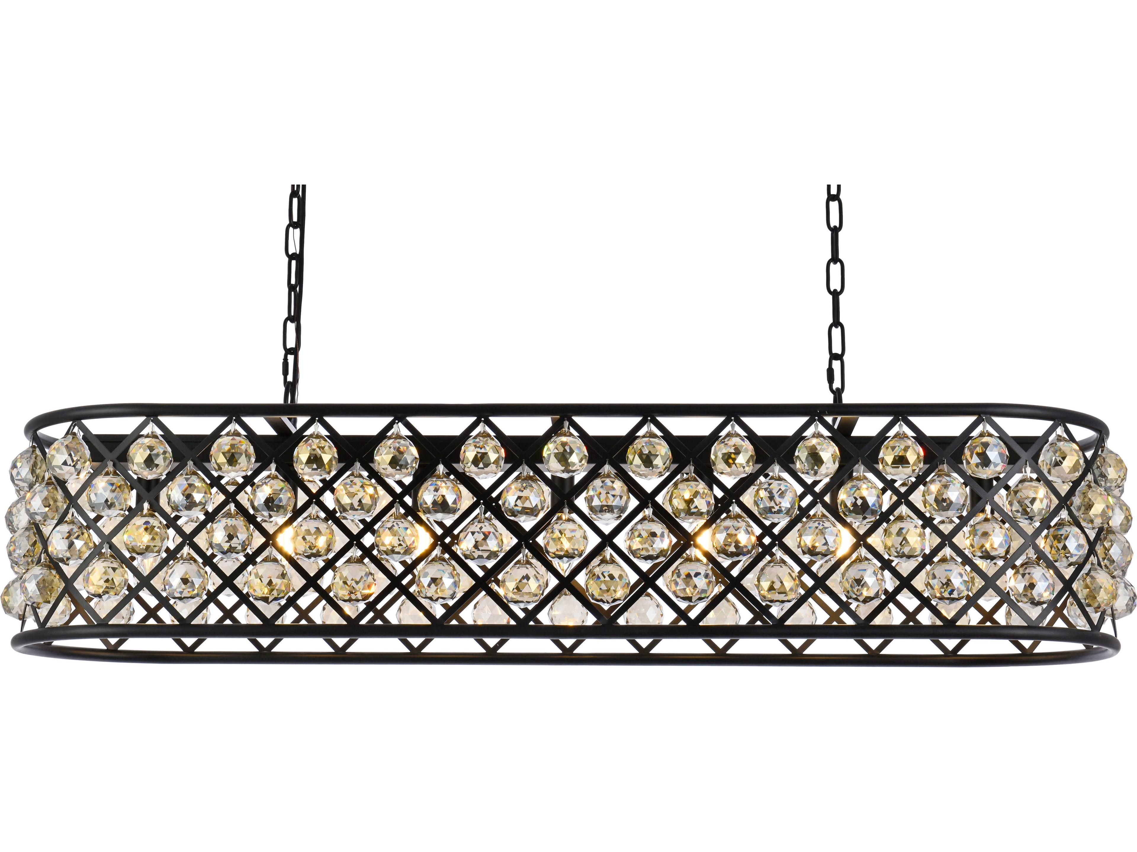 Elegant Lighting Madison 7-Light Matte Black Gold Crystal Island Pendant