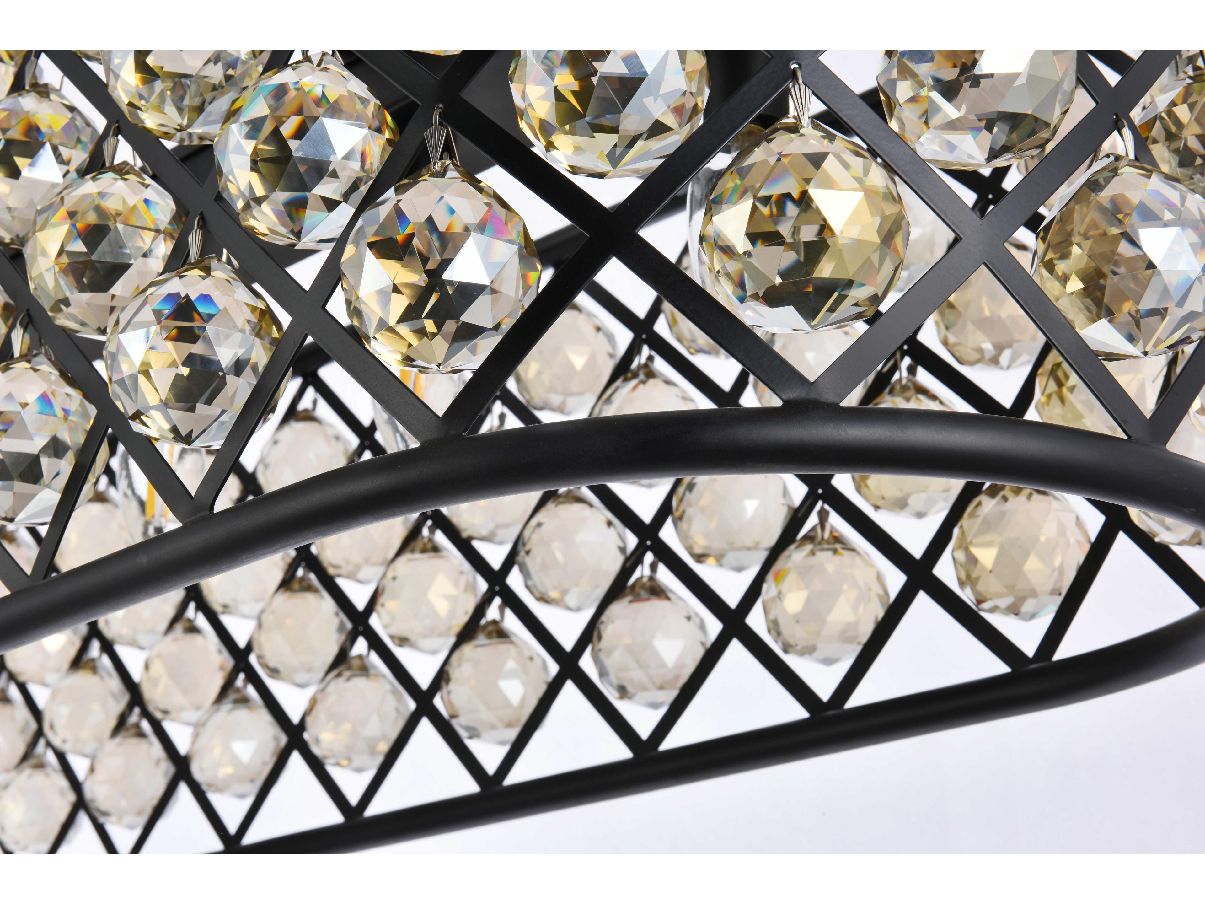 Elegant Lighting Madison 7-Light Matte Black Gold Crystal Island Pendant