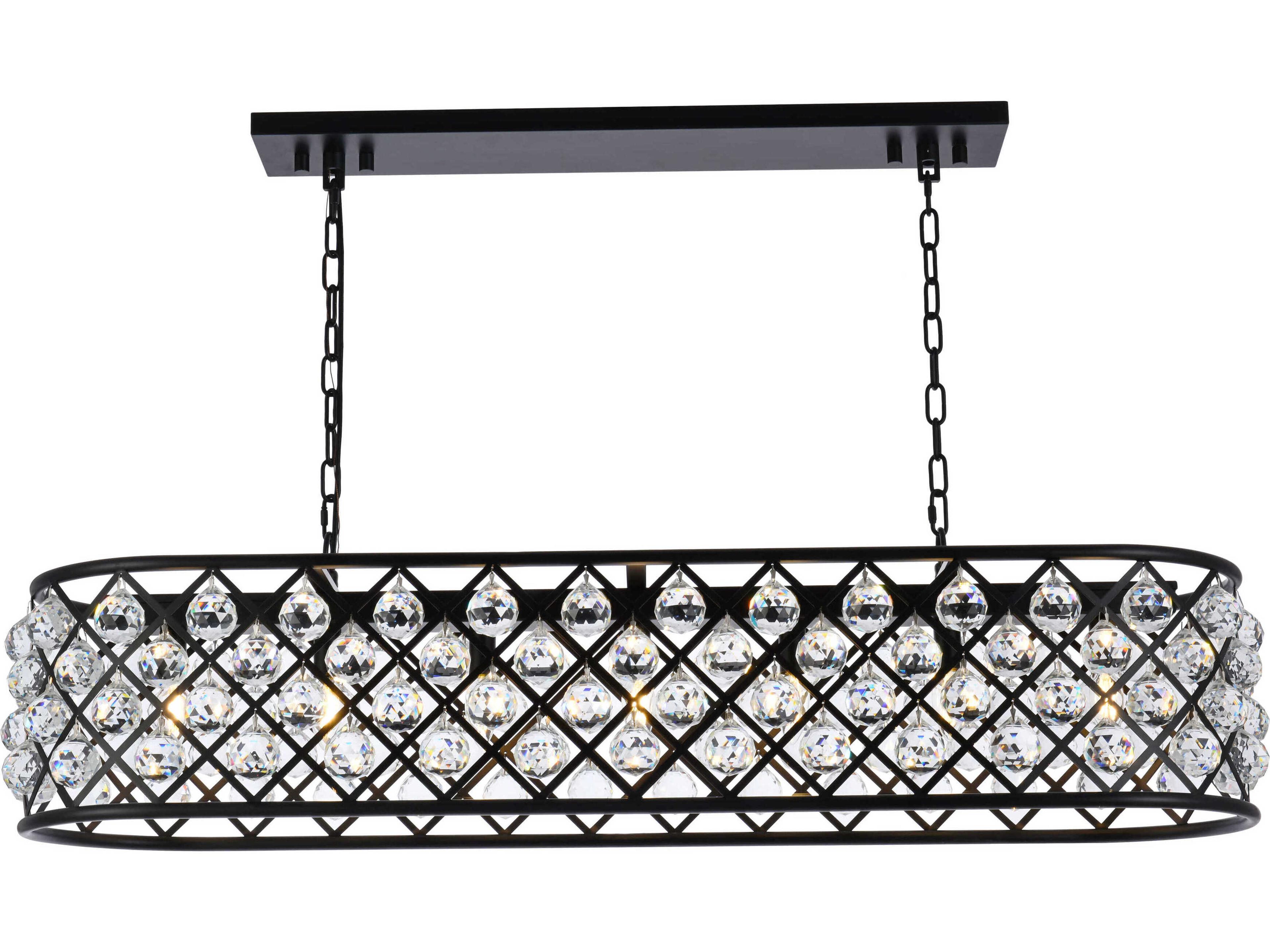 Madison 7-Light Matte Black Clear Crystal Island Pendant