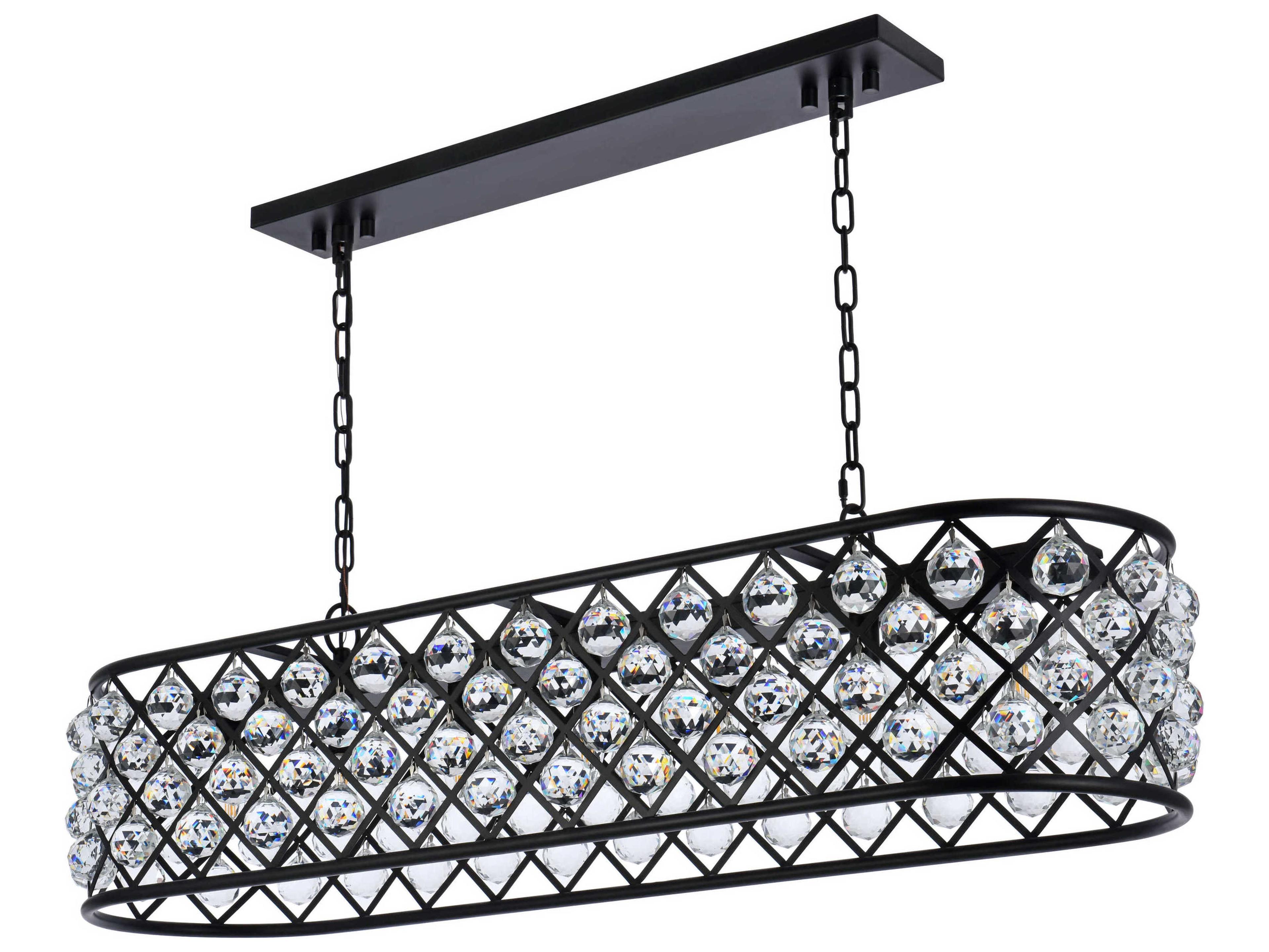 Elegant Lighting Madison 7-Light Matte Black Clear Crystal Island Pendant