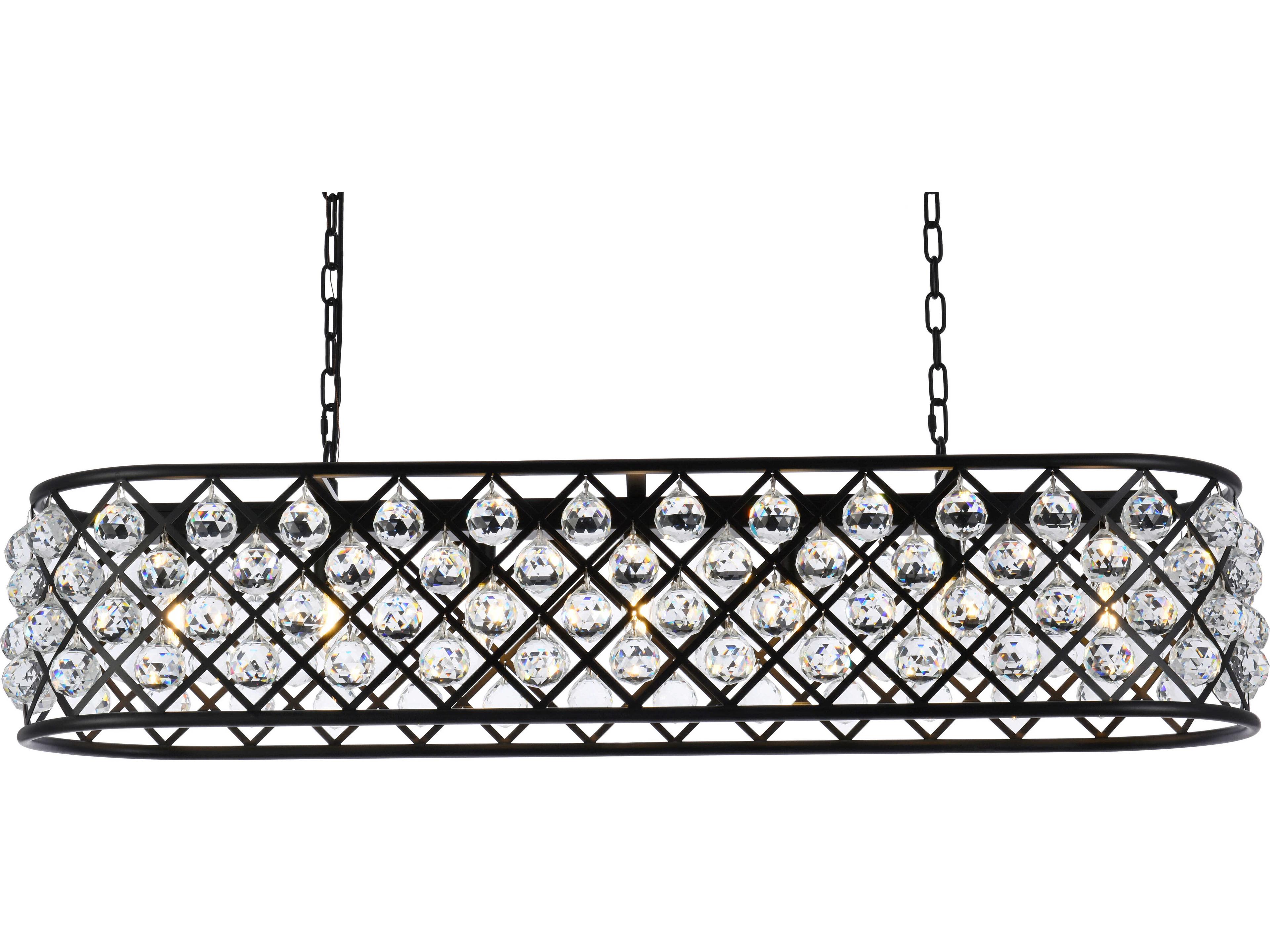 Elegant Lighting Madison 7-Light Matte Black Clear Crystal Island Pendant