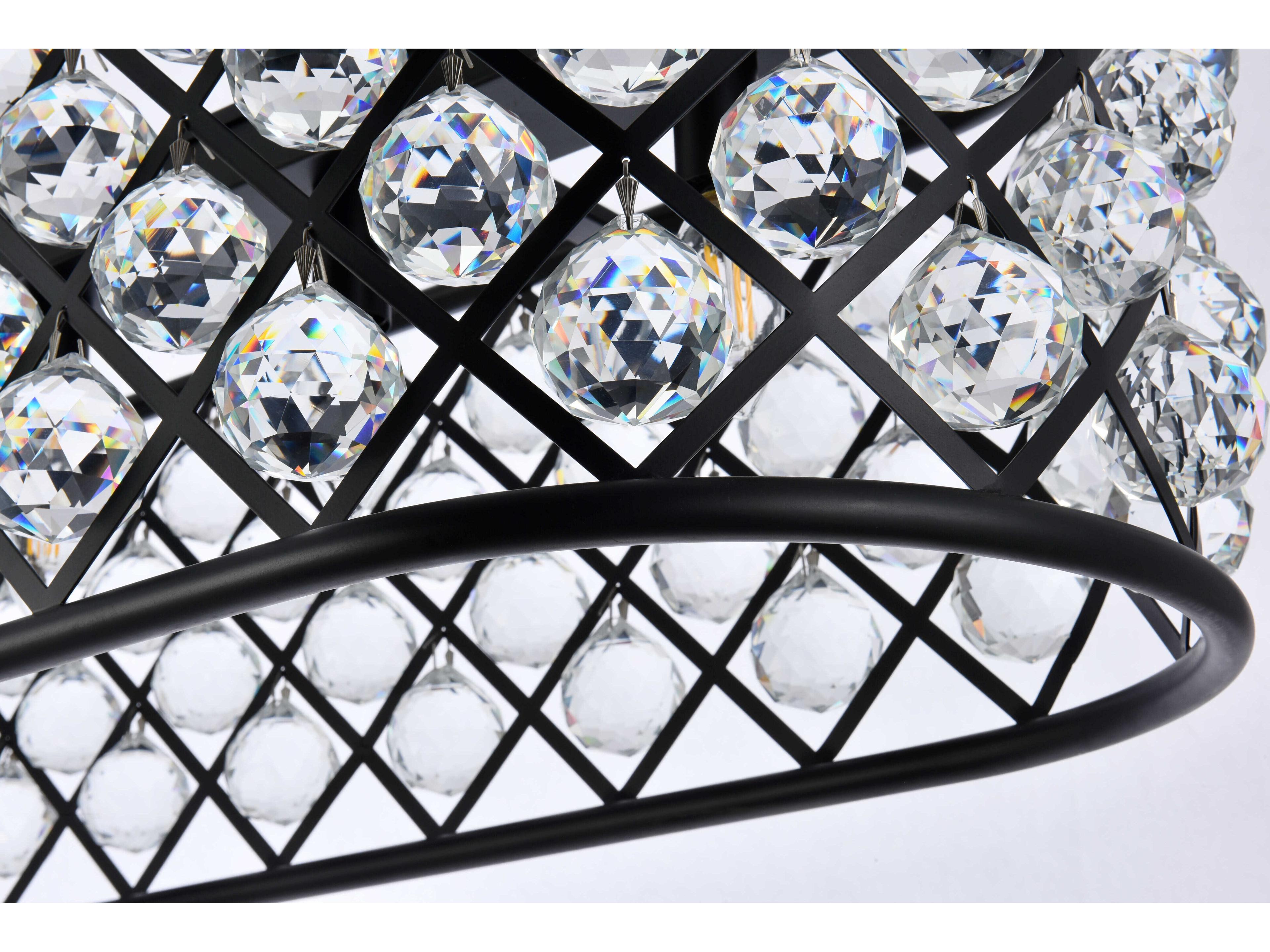 Elegant Lighting Madison 7-Light Matte Black Clear Crystal Island Pendant