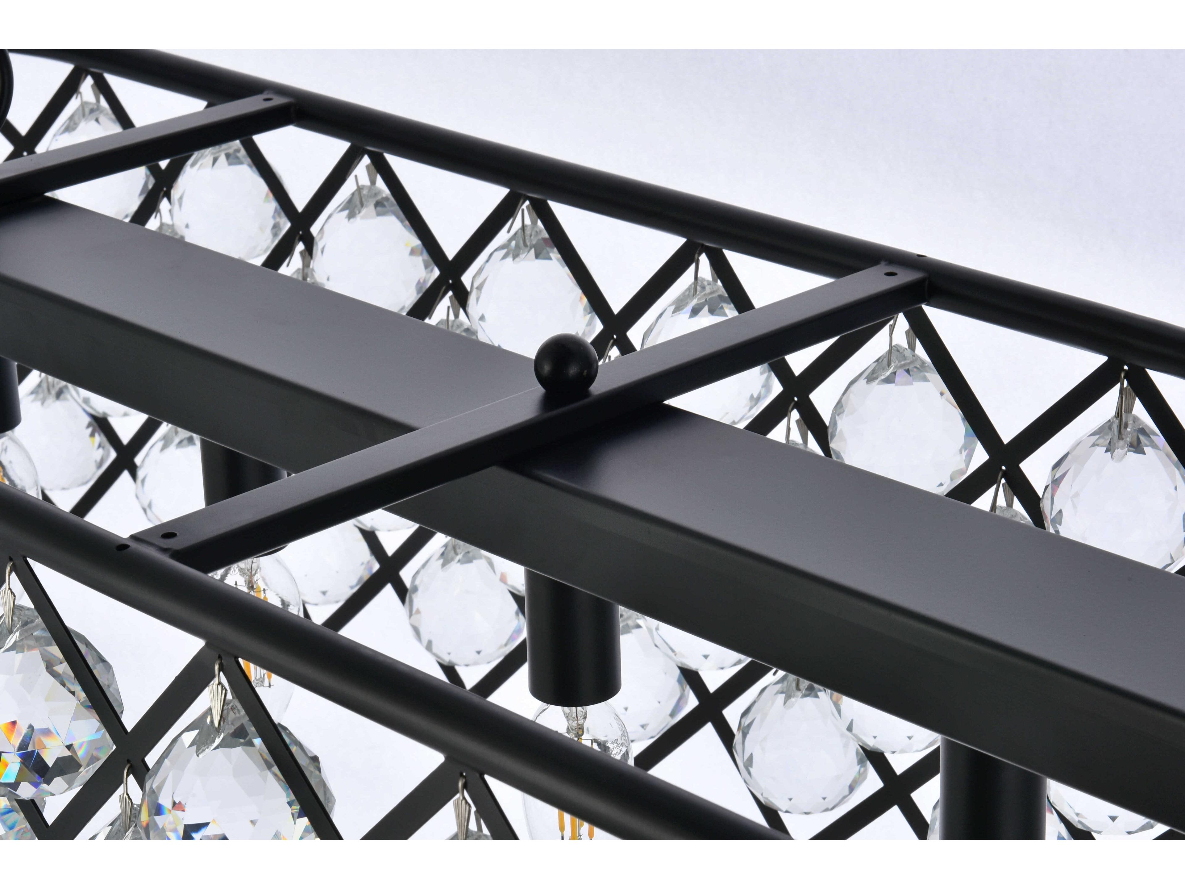 Elegant Lighting Madison 7-Light Matte Black Clear Crystal Island Pendant