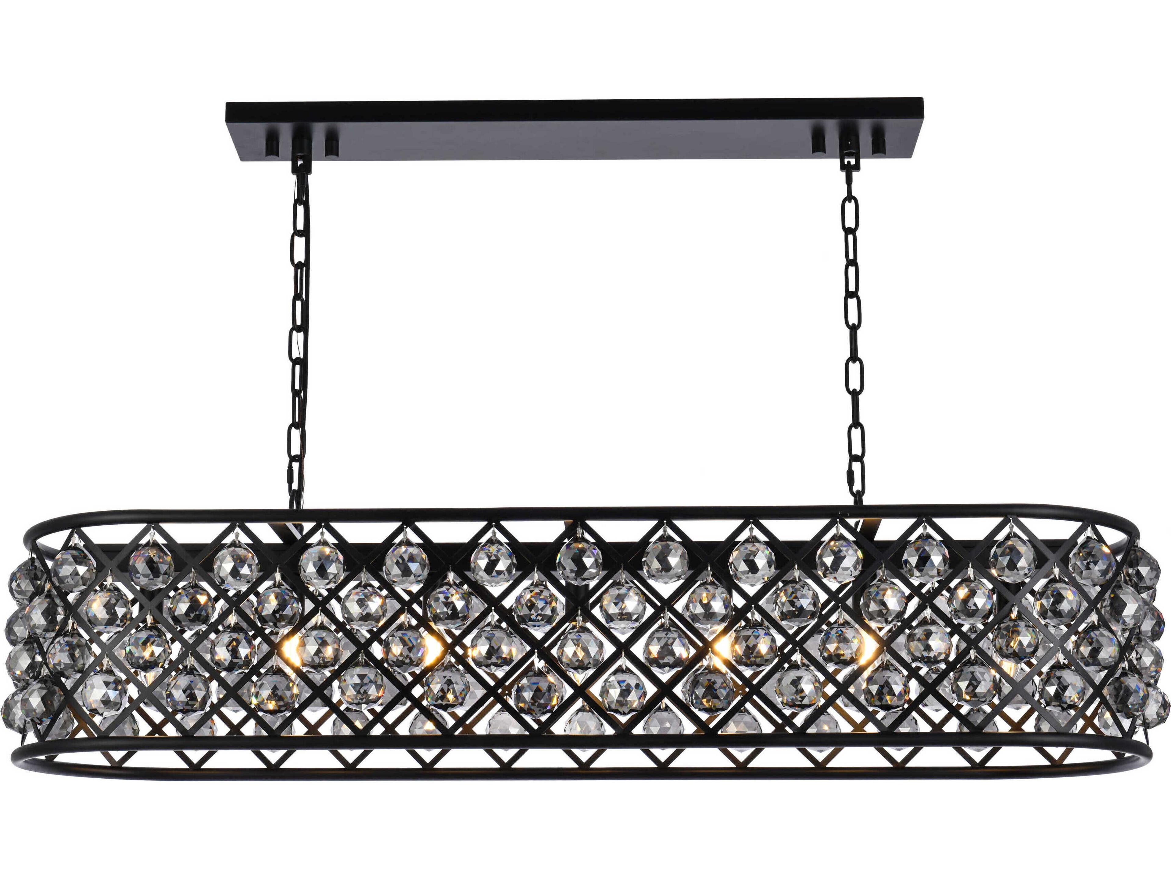 Madison 7-Light Matte Black Silver Crystal Island Pendant