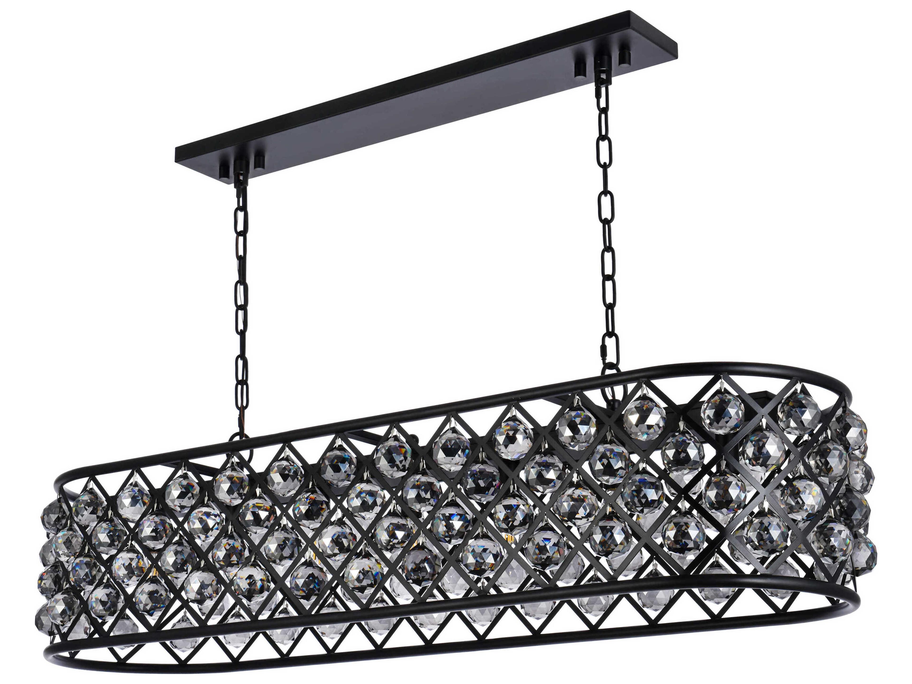 Elegant Lighting Madison 7-Light Matte Black Silver Crystal Island Pendant