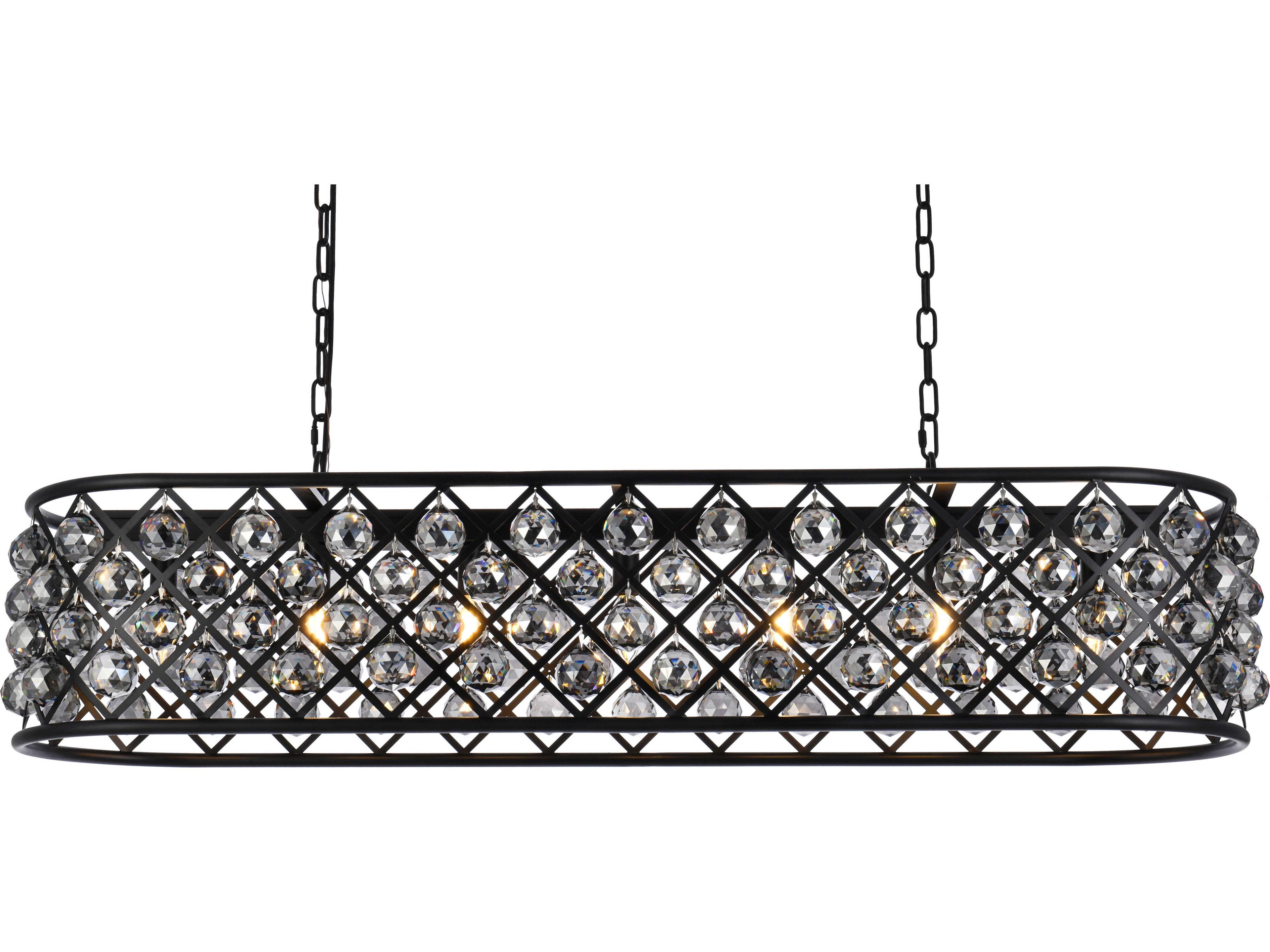 Elegant Lighting Madison 7-Light Matte Black Silver Crystal Island Pendant
