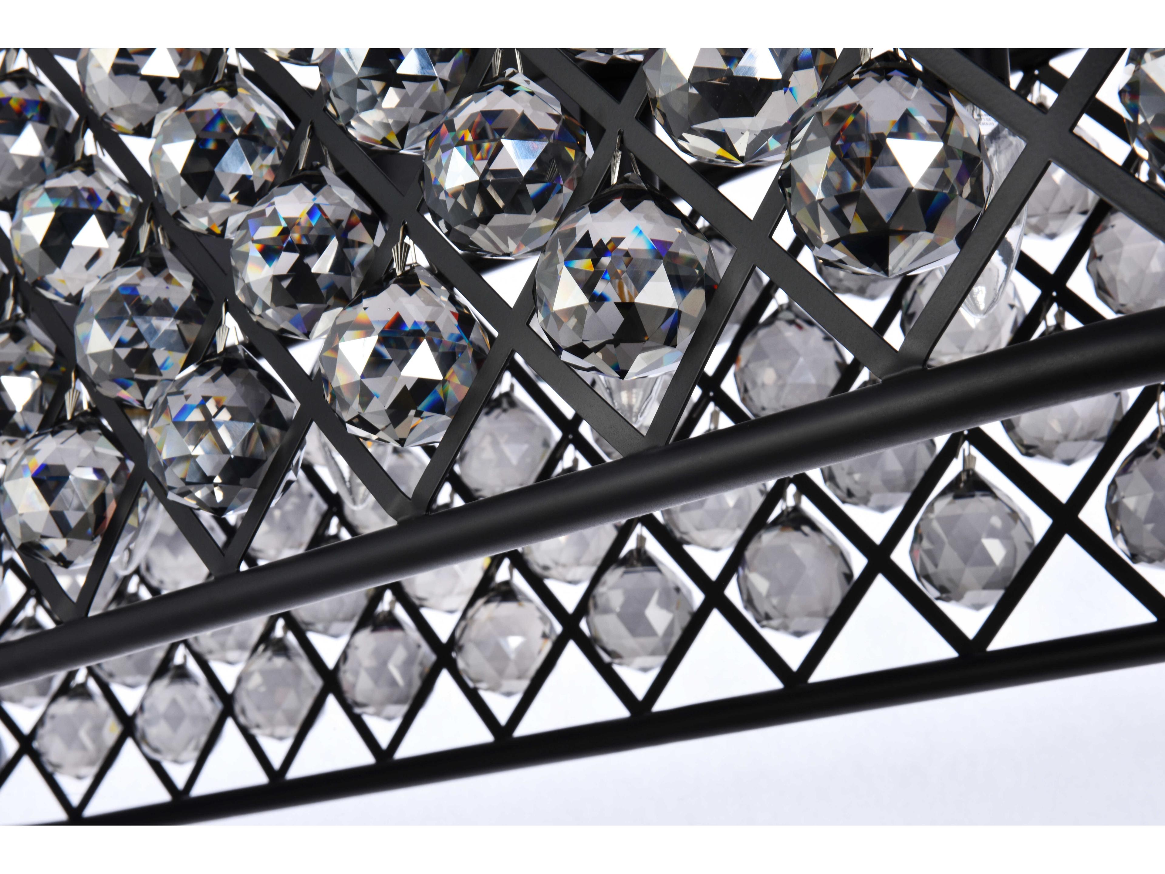 Elegant Lighting Madison 7-Light Matte Black Silver Crystal Island Pendant