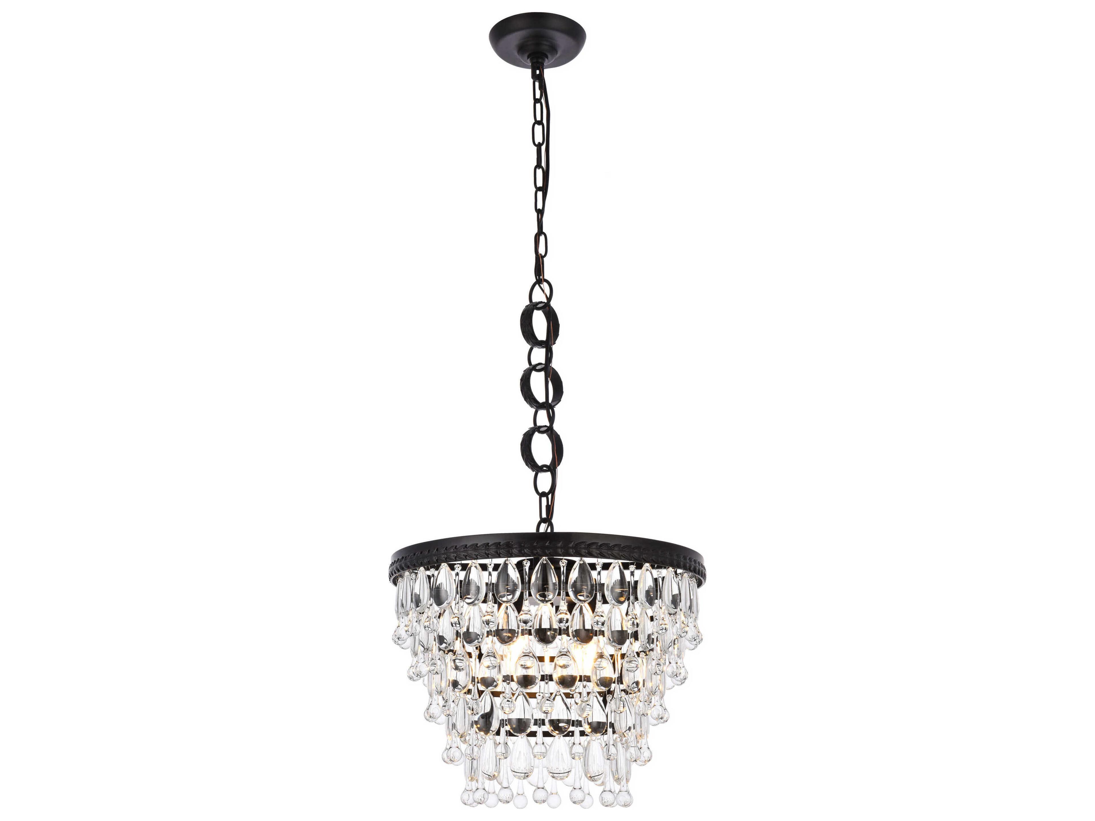 Nordic 4-Light Black And Clear Crystal Glass Pendant