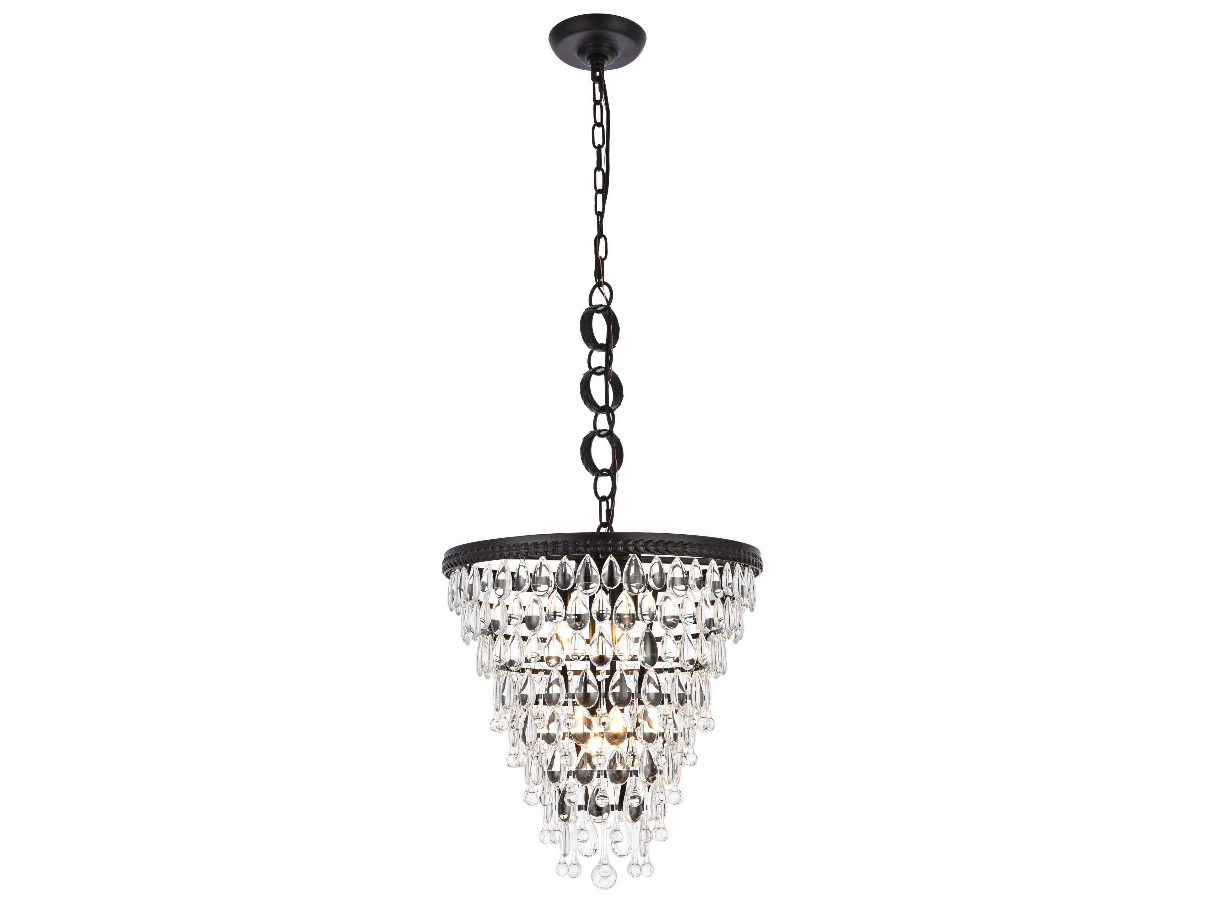 Nordic 5-Light Black And Clear Crystal Glass Pendant