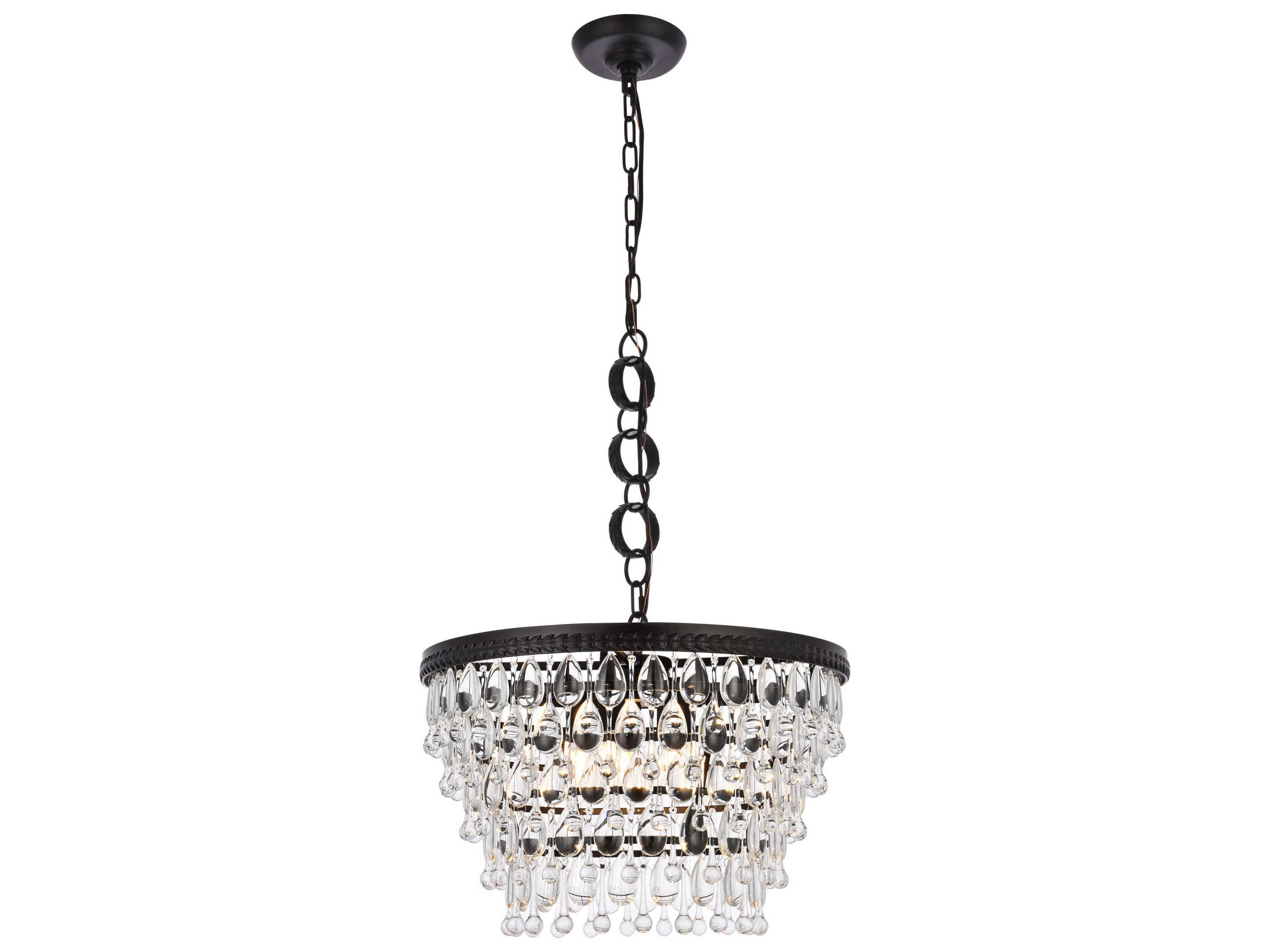 Nordic 5-Light Black And Clear Crystal Glass Pendant