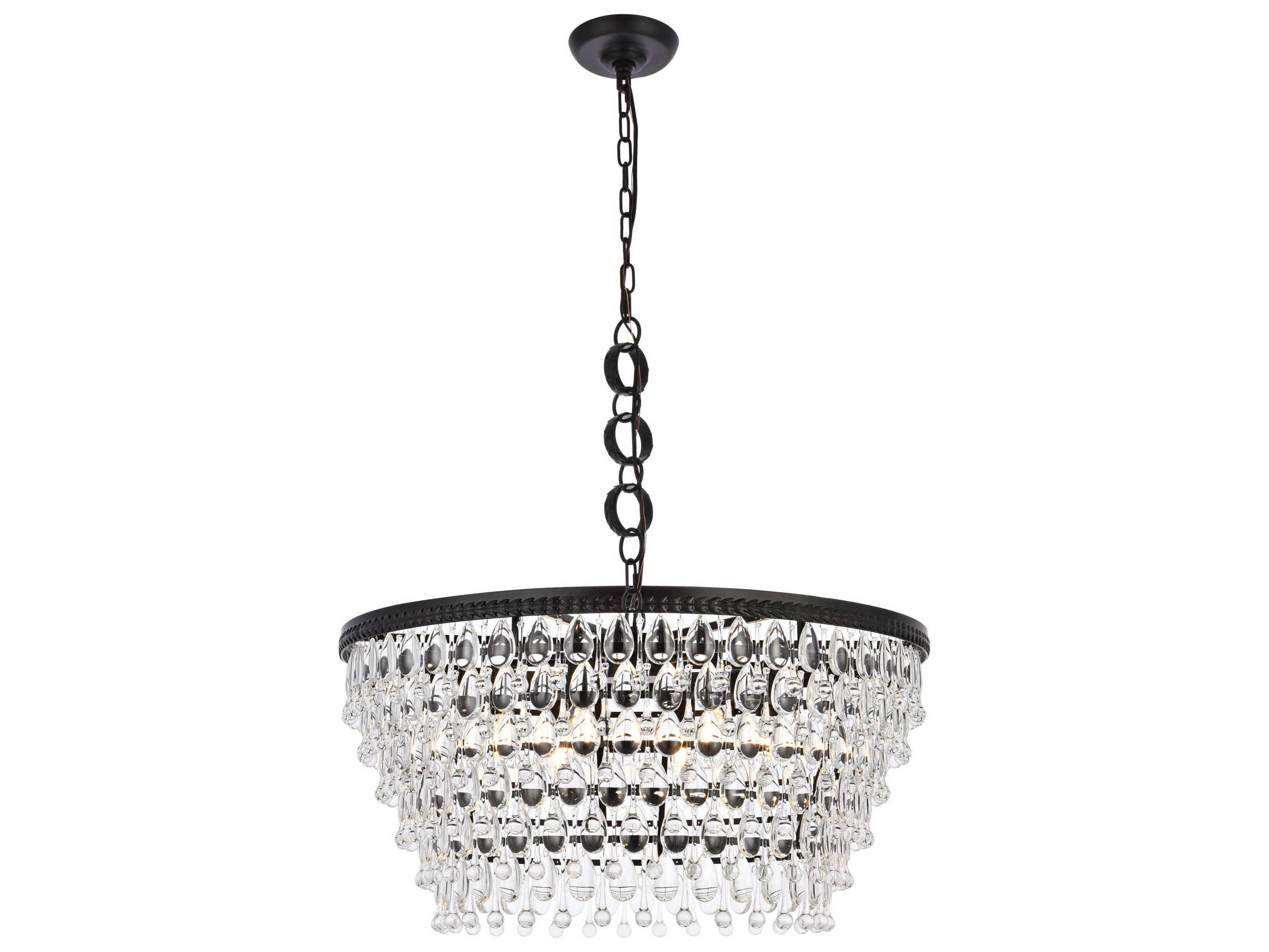 Nordic 6-Light Black And Clear Crystal Glass Pendant