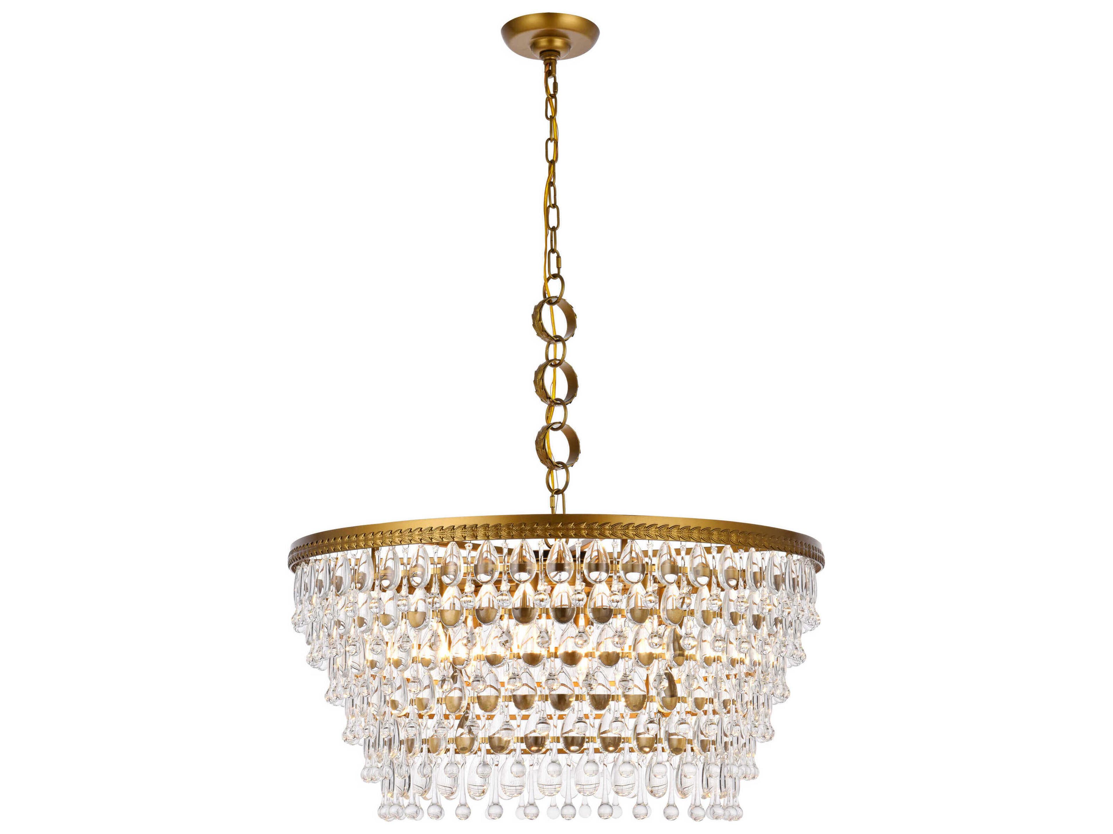 Nordic 6-Light Brass And Clear Crystal Glass Pendant
