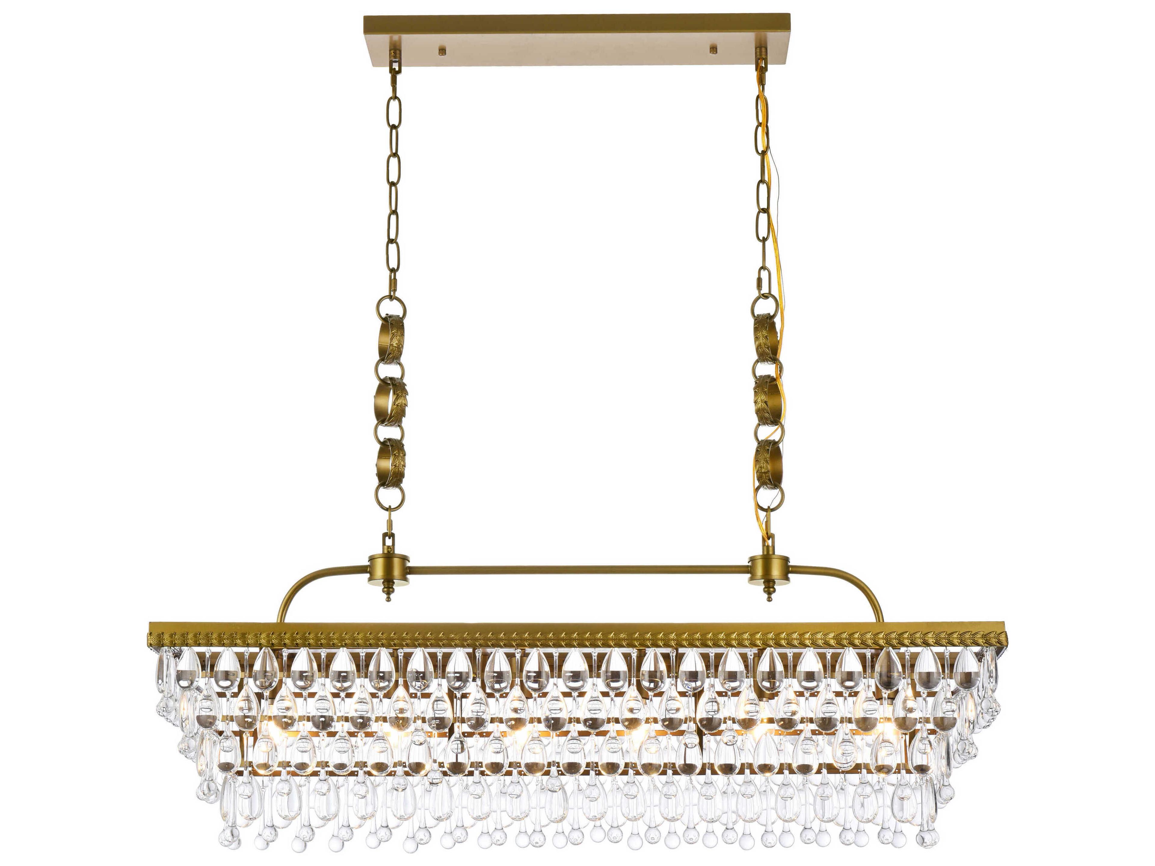 Nordic 6-Light Brass Crystal Glass Linear Island Pendant