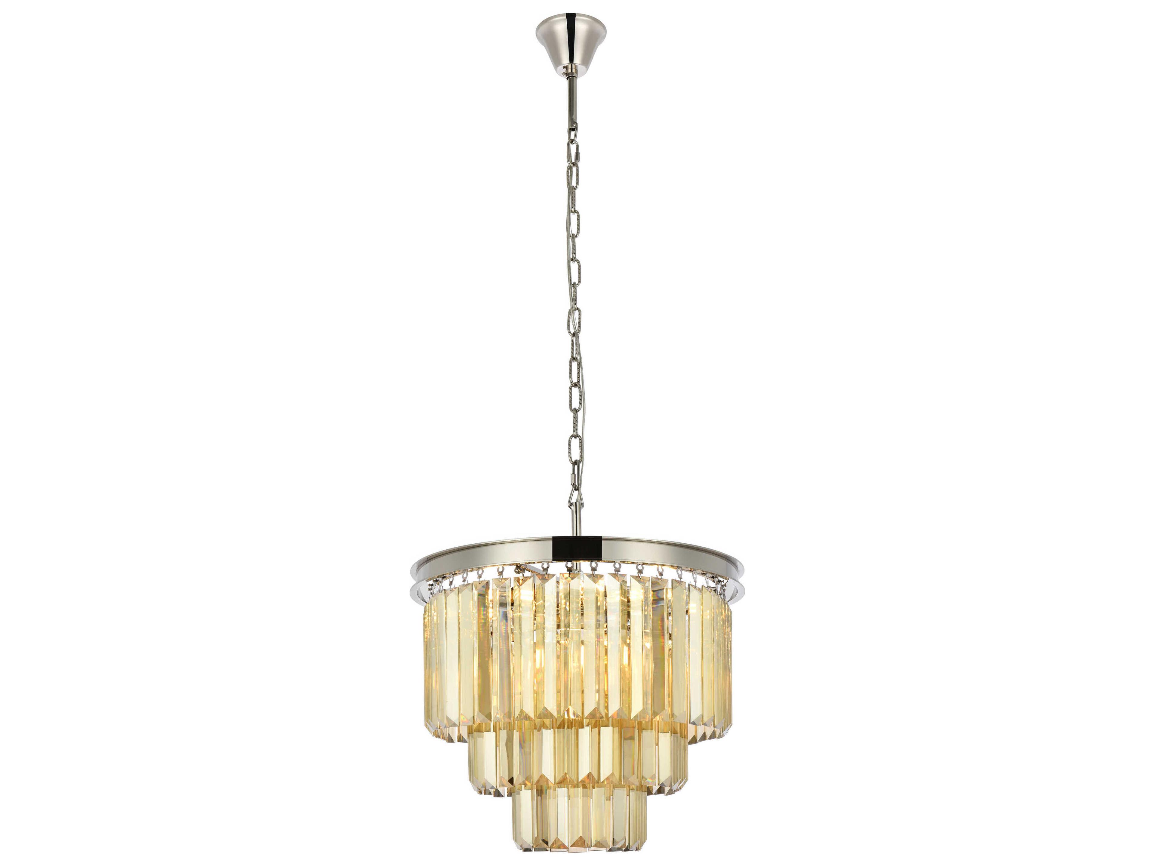 Sydney 9-Light Polished Nickel Gold Crystal Tiered Chandelier