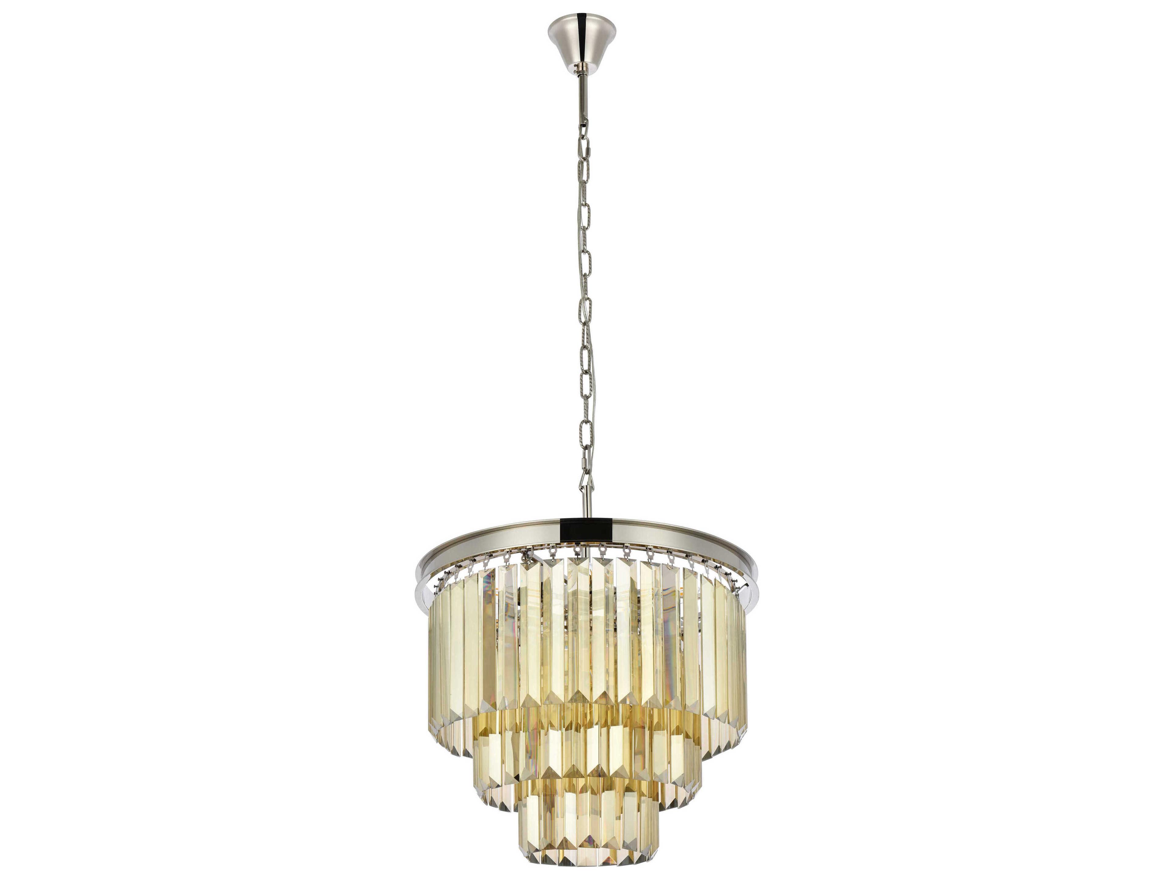 Elegant Lighting Sydney 9-Light Polished Nickel Gold Crystal Tiered Chandelier