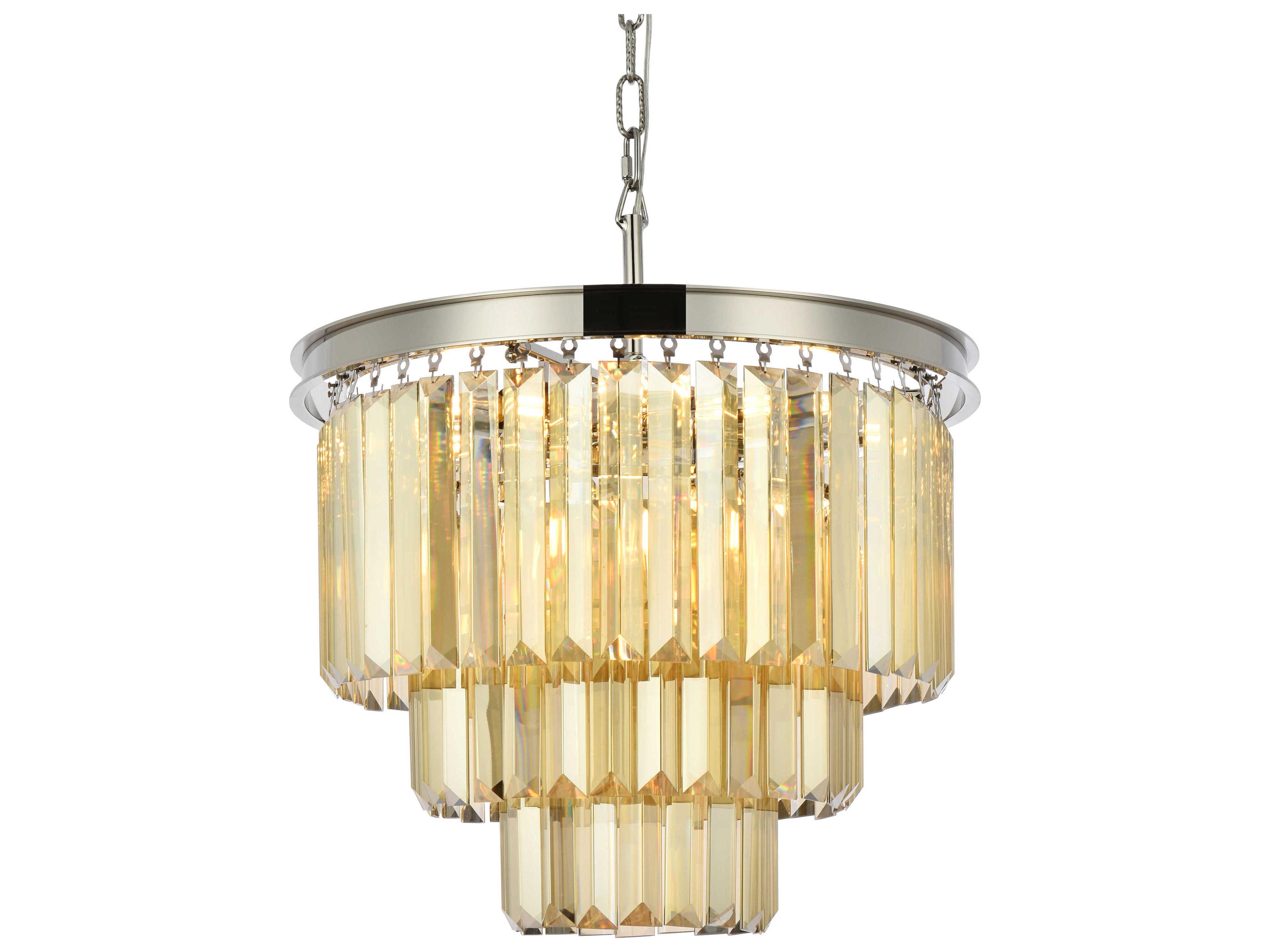 Elegant Lighting Sydney 9-Light Polished Nickel Gold Crystal Tiered Chandelier