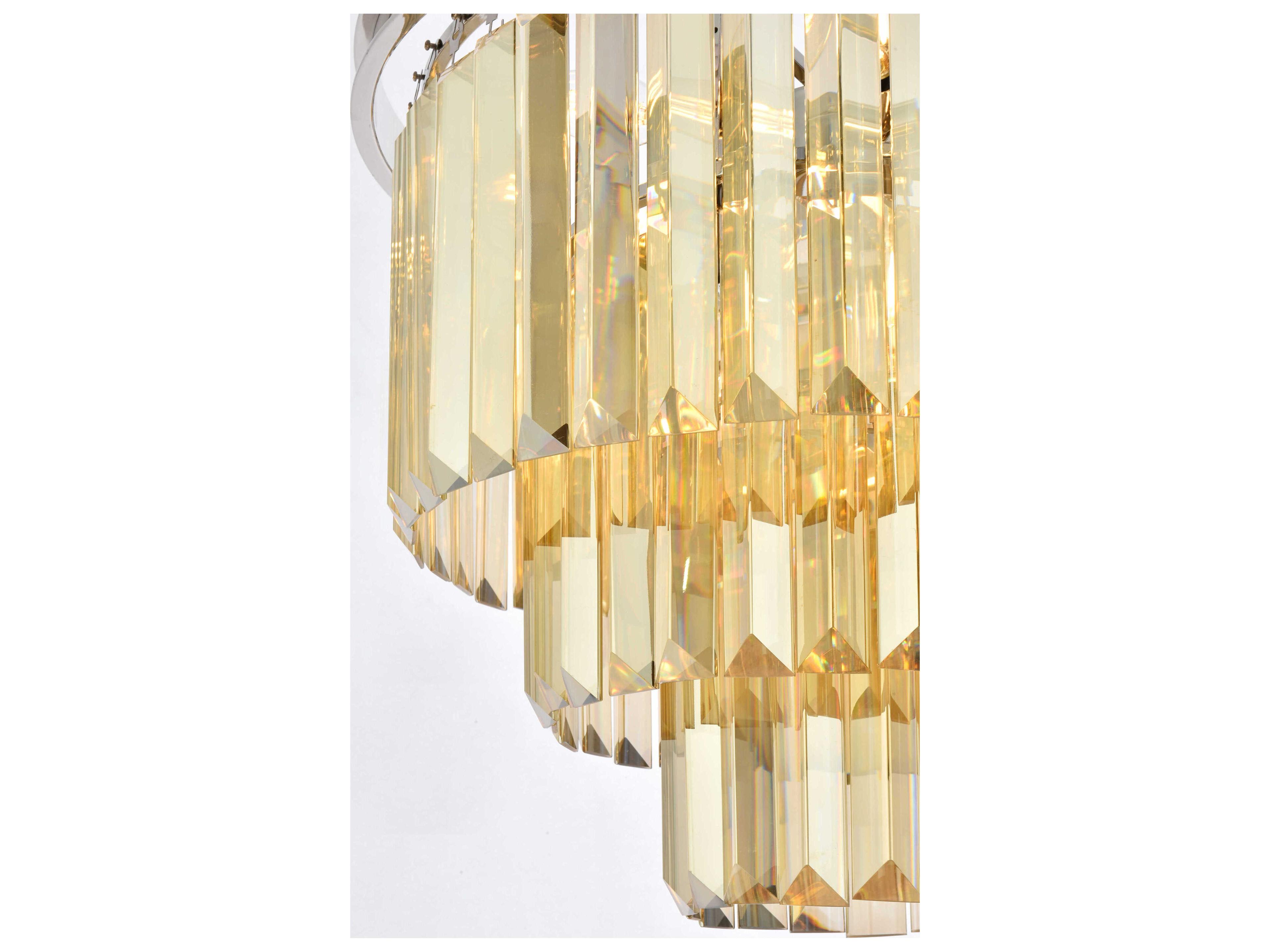 Elegant Lighting Sydney 9-Light Polished Nickel Gold Crystal Tiered Chandelier