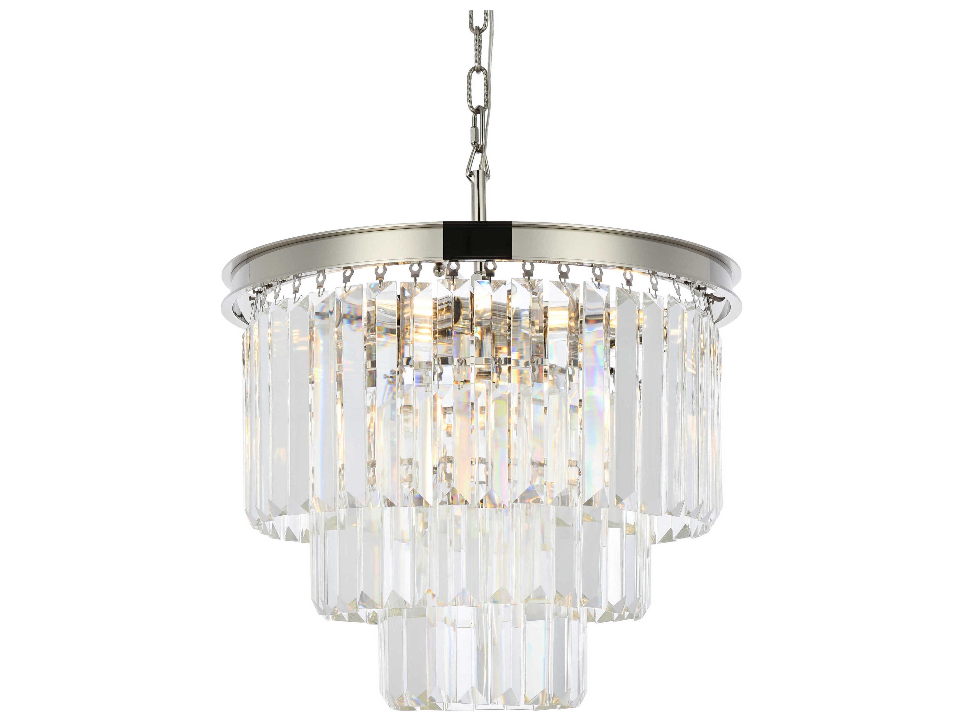 Elegant Lighting Sydney 9-Light Polished Nickel Clear Crystal Tiered Chandelier
