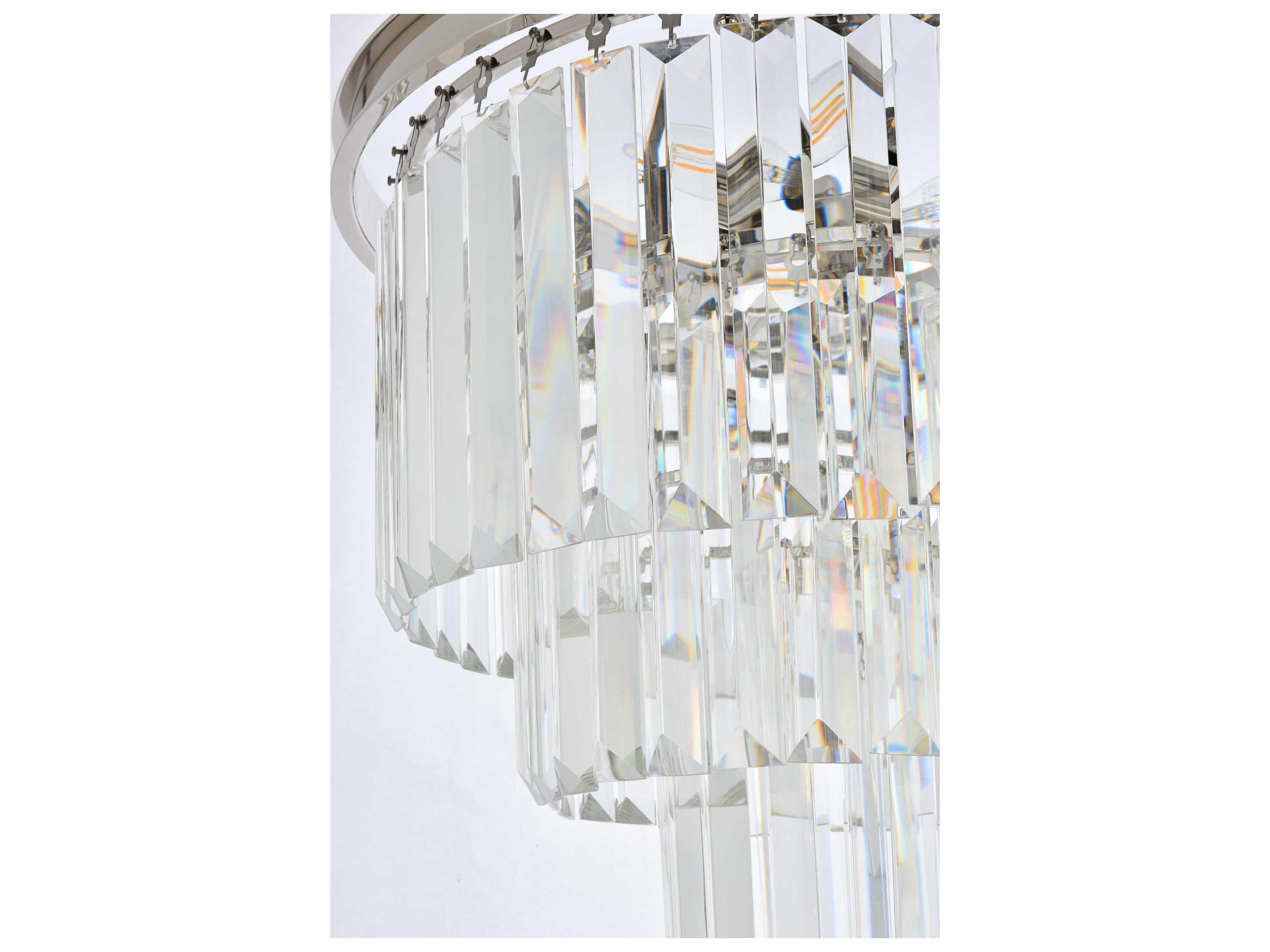 Elegant Lighting Sydney 9-Light Polished Nickel Clear Crystal Tiered Chandelier