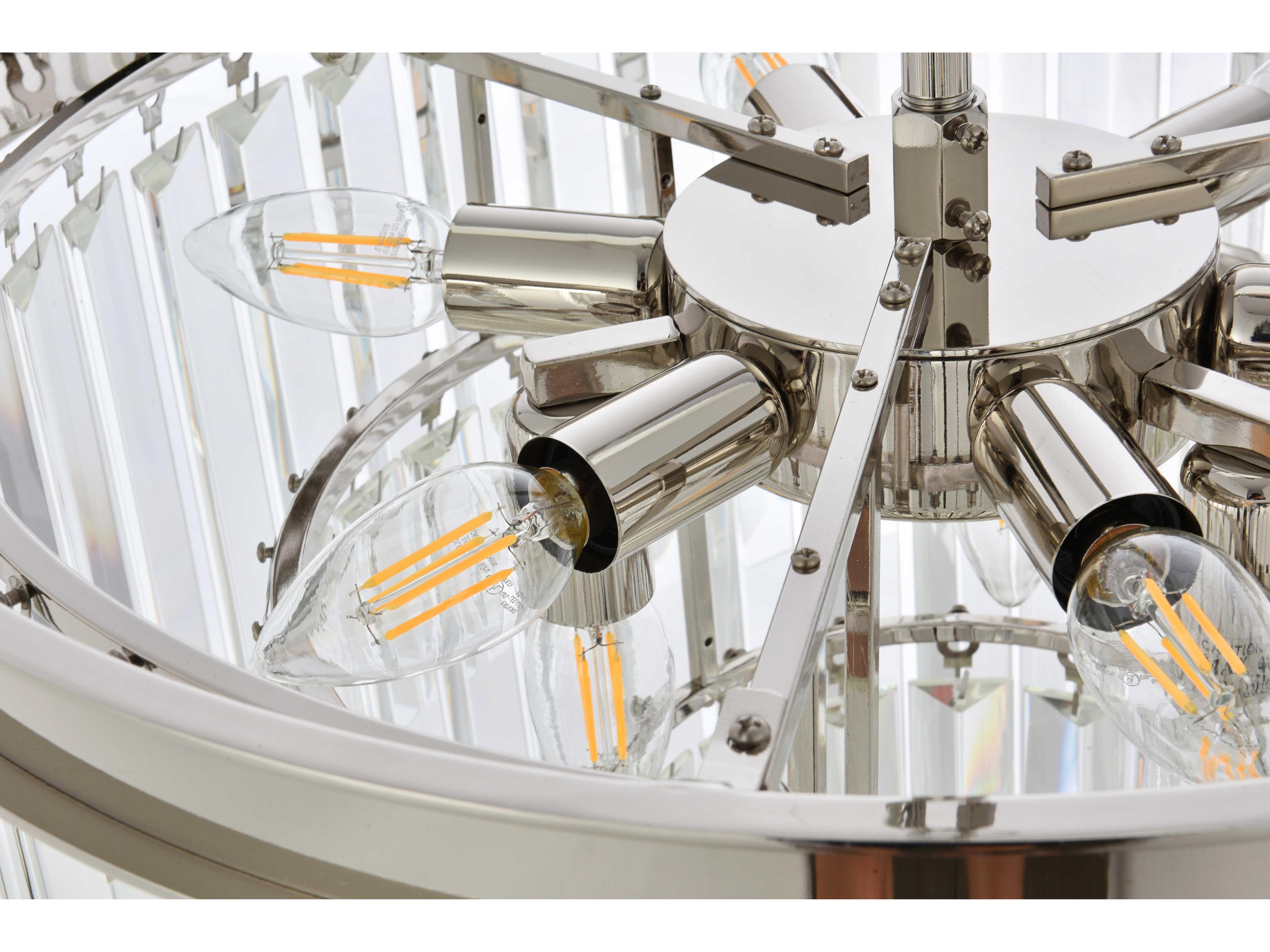 Elegant Lighting Sydney 9-Light Polished Nickel Clear Crystal Tiered Chandelier