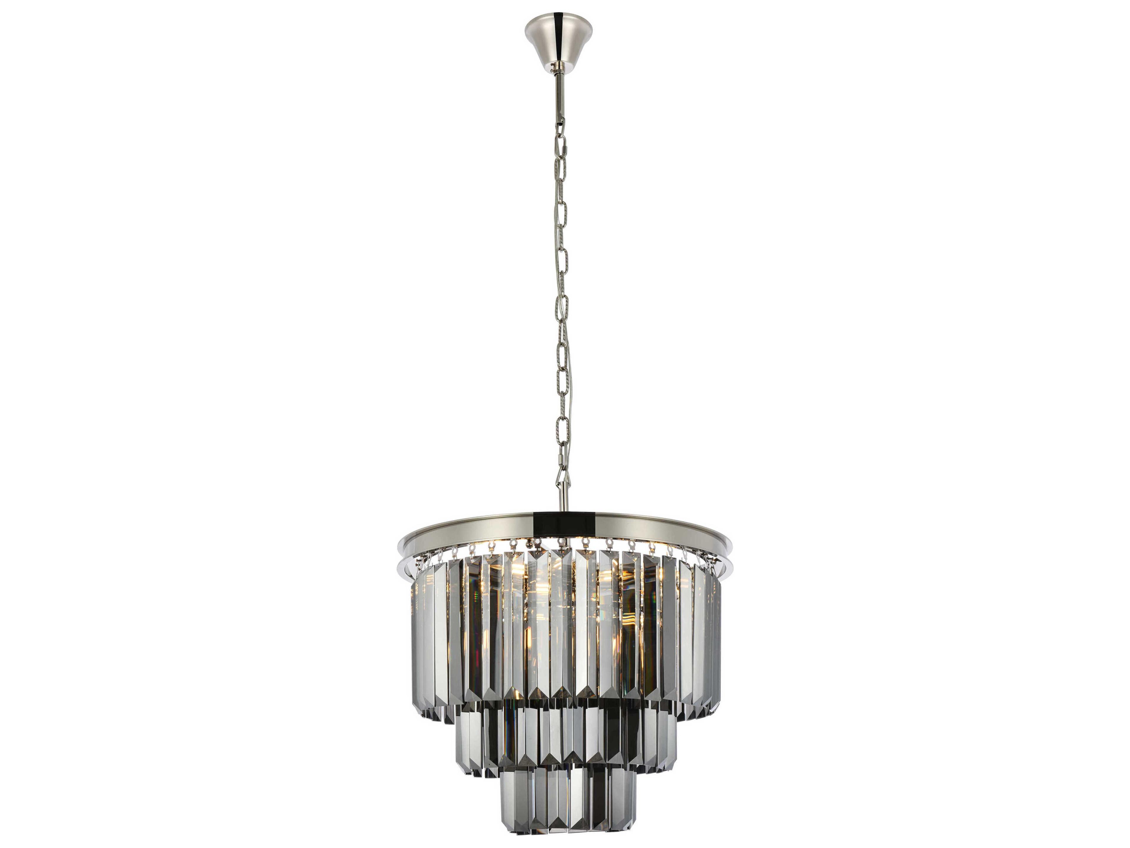 Sydney 9-Light Polished Nickel Silver Crystal Tiered Chandelier