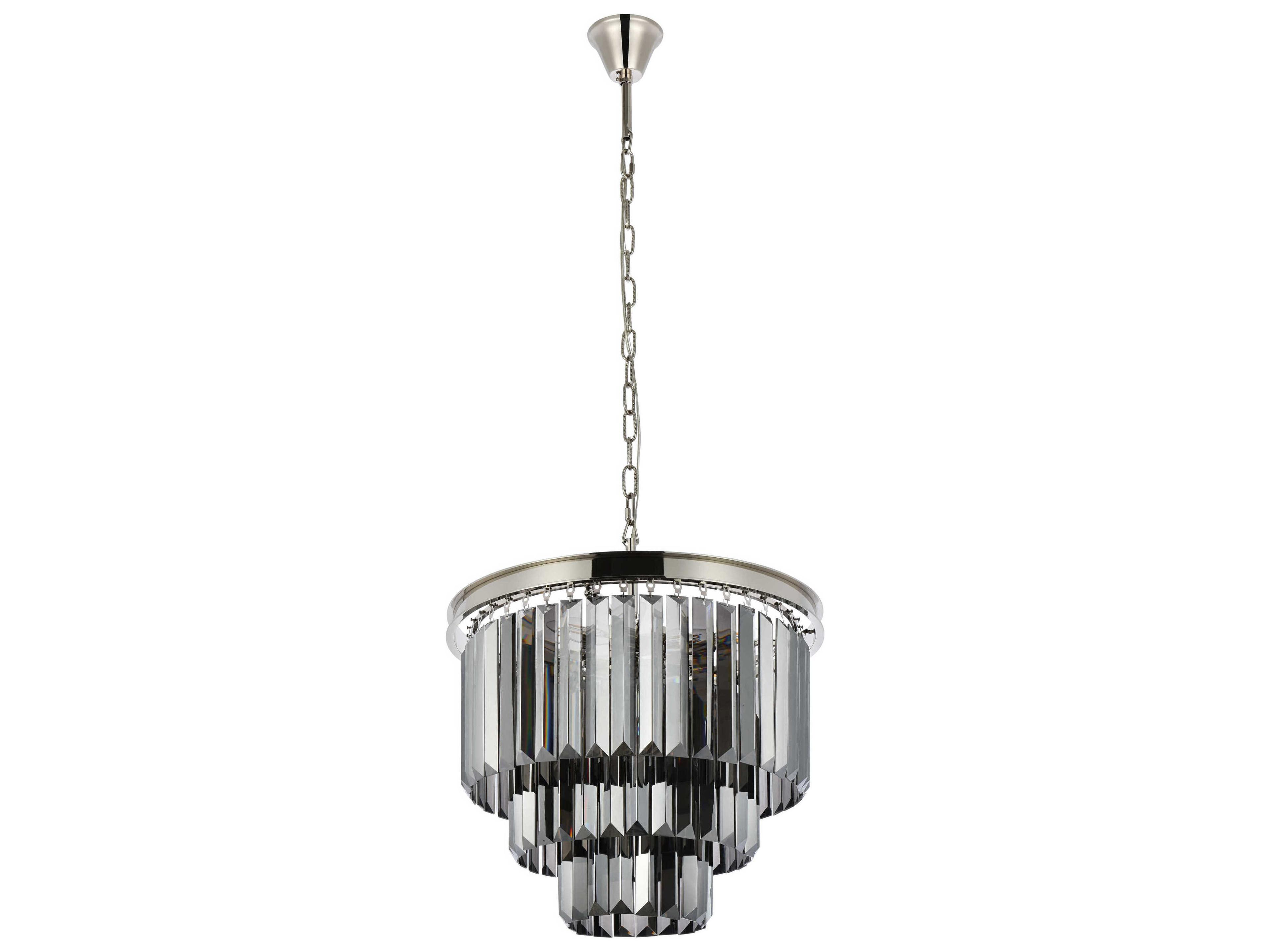 Elegant Lighting Sydney 9-Light Polished Nickel Silver Crystal Tiered Chandelier