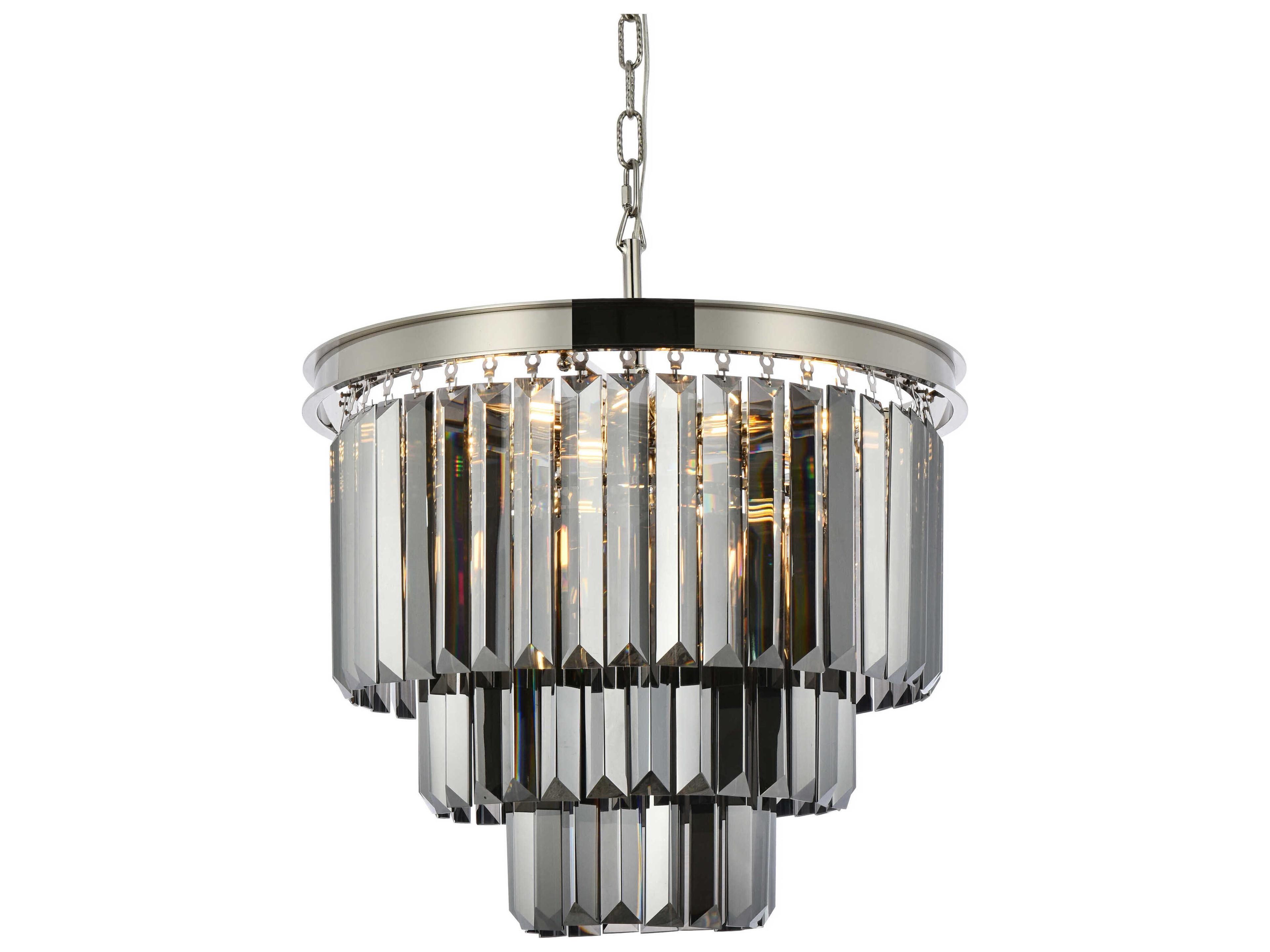 Elegant Lighting Sydney 9-Light Polished Nickel Silver Crystal Tiered Chandelier