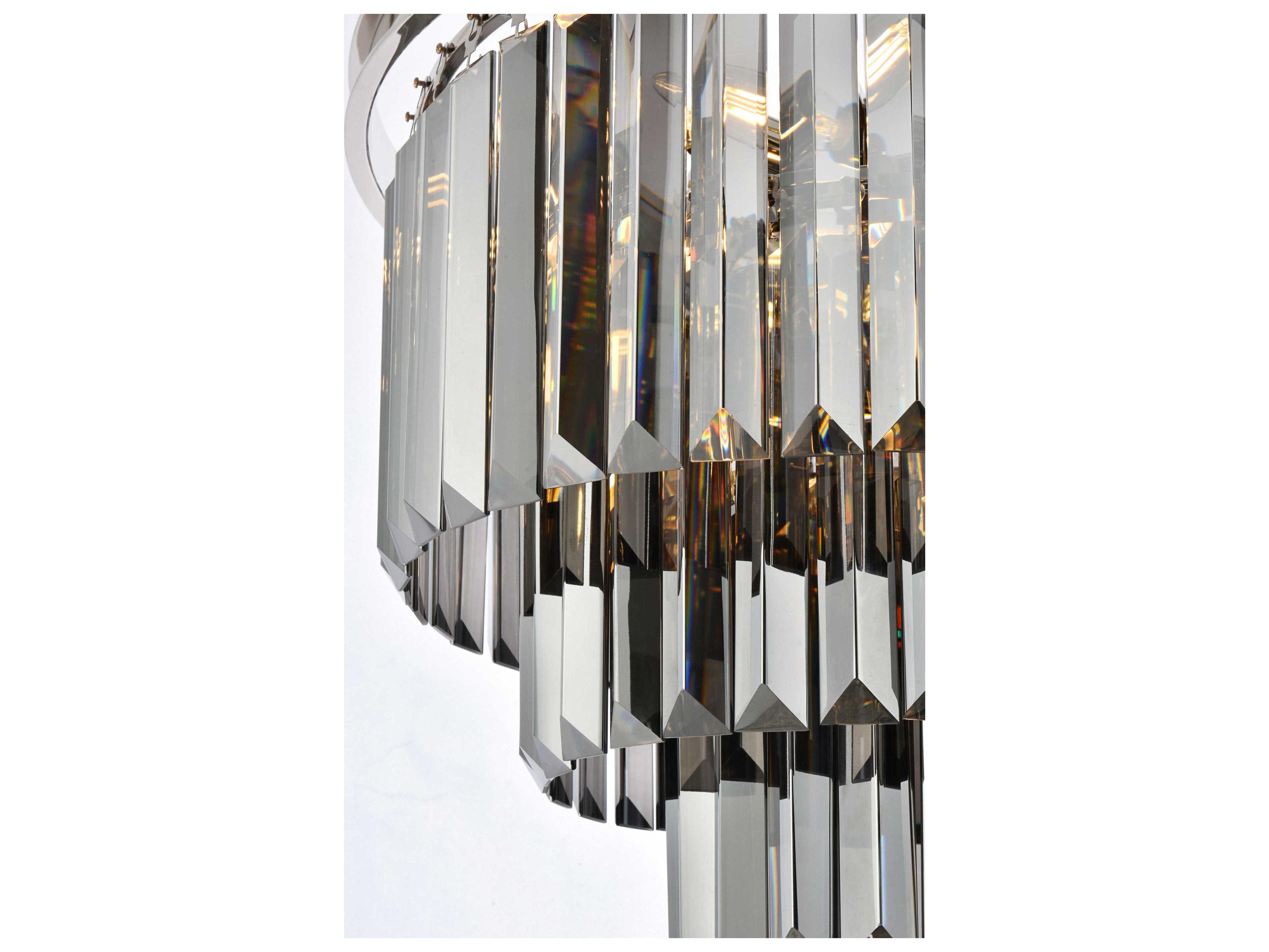 Elegant Lighting Sydney 9-Light Polished Nickel Silver Crystal Tiered Chandelier
