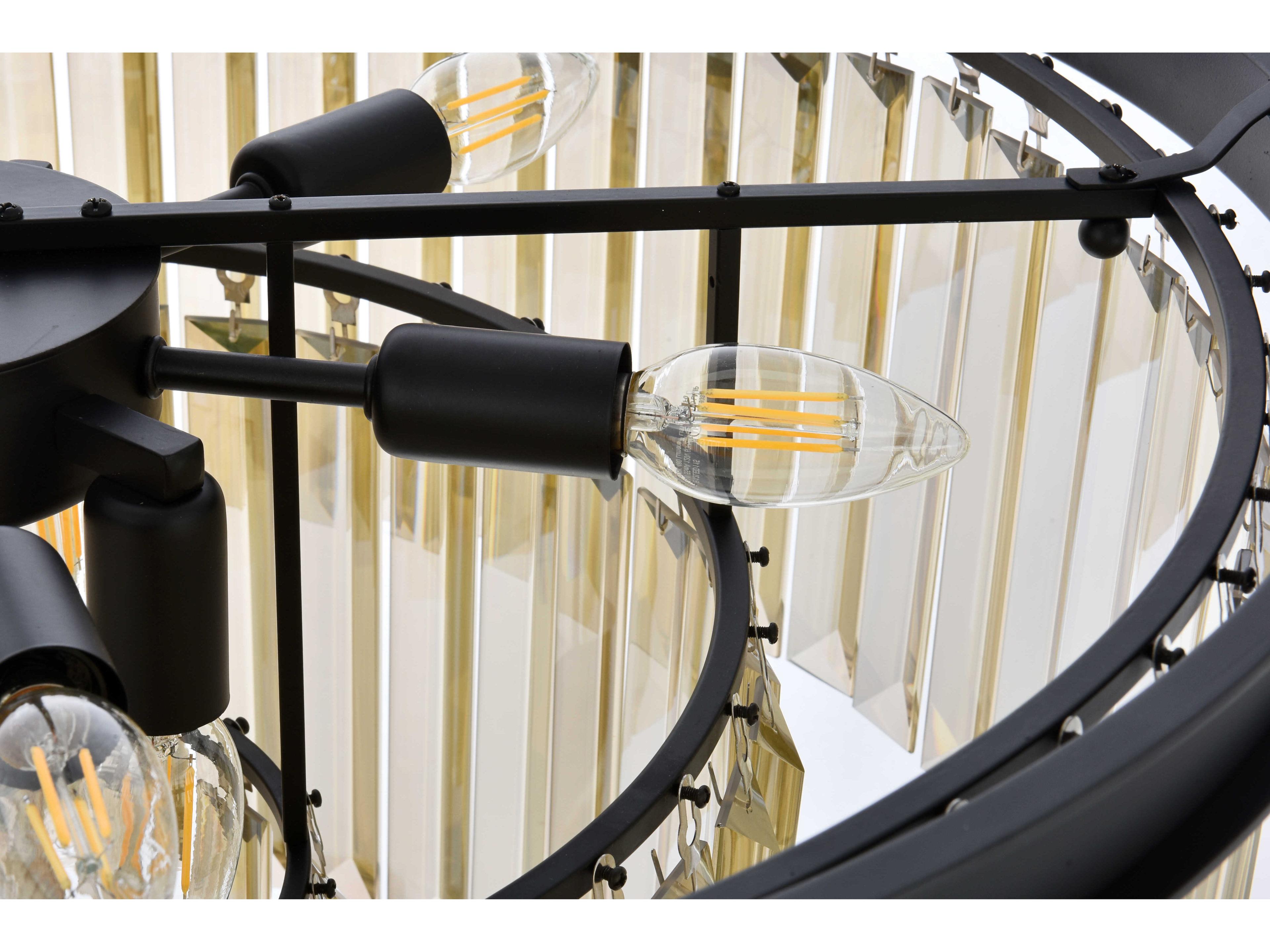 Elegant Lighting Sydney 9-Light Matte Black Gold Crystal Tiered Chandelier