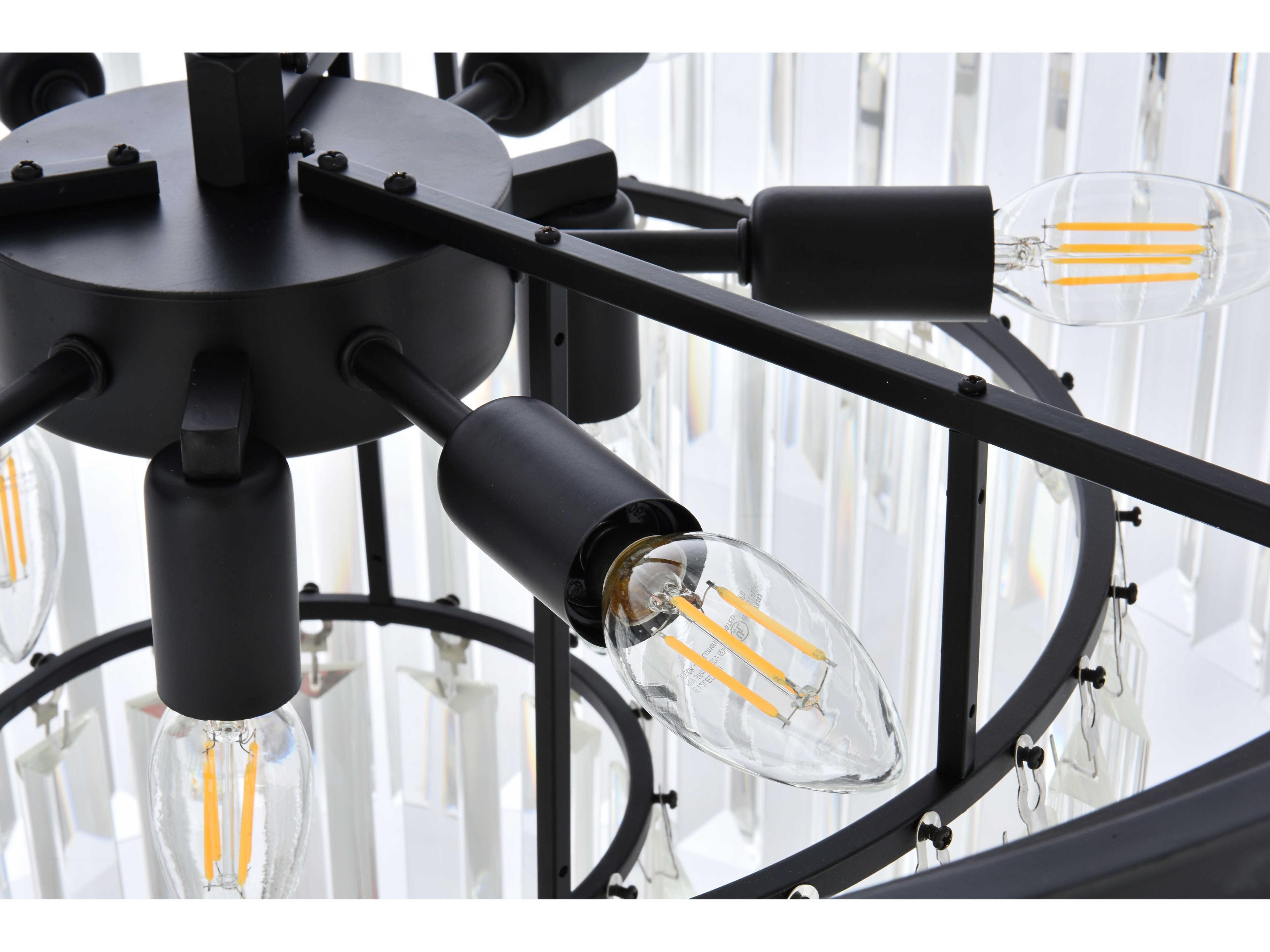 Elegant Lighting Sydney 9-Light Matte Black Clear Crystal Tiered Chandelier