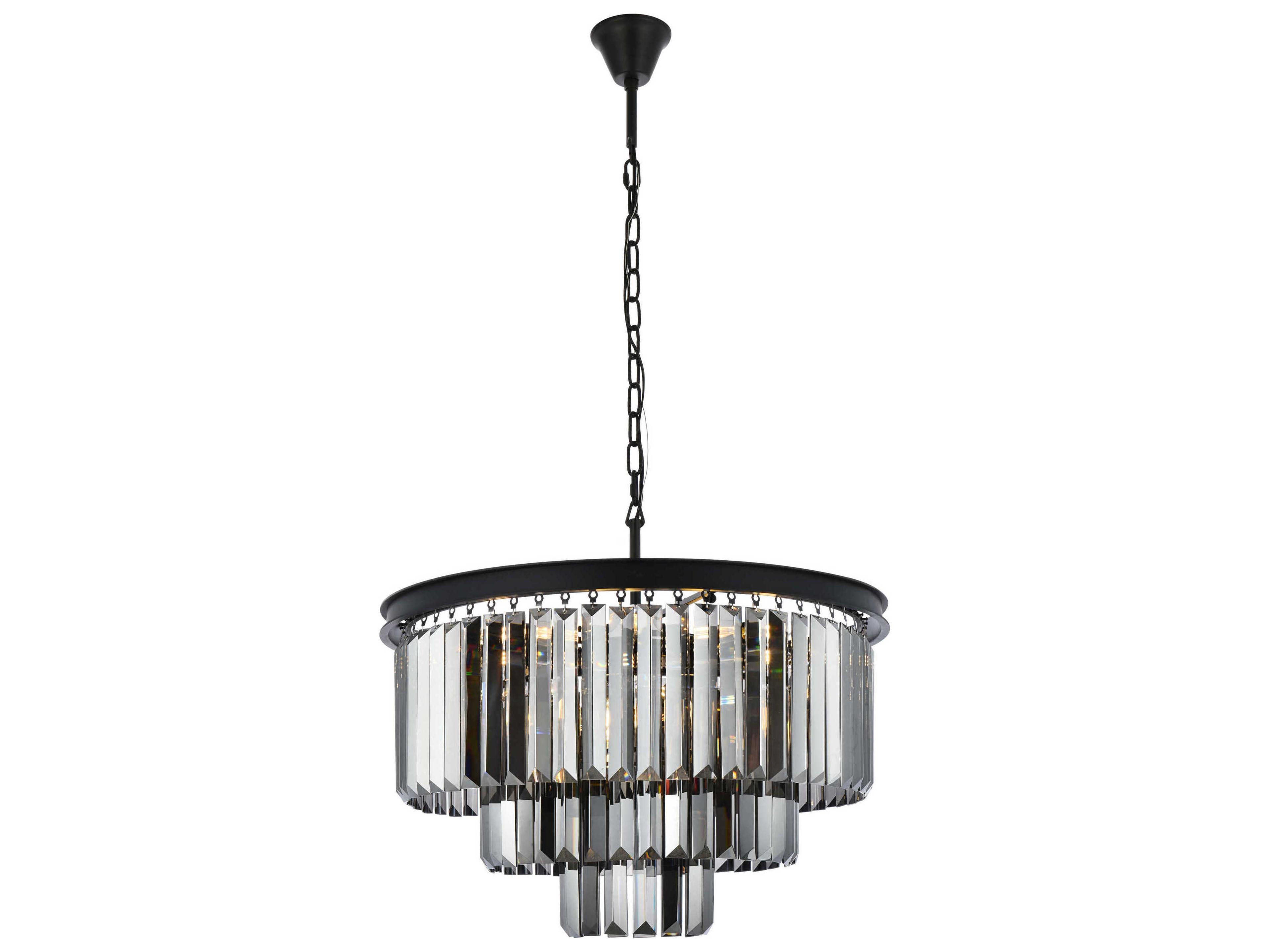 Sydney 9-Light Matte Black Silver Crystal Tiered Chandelier