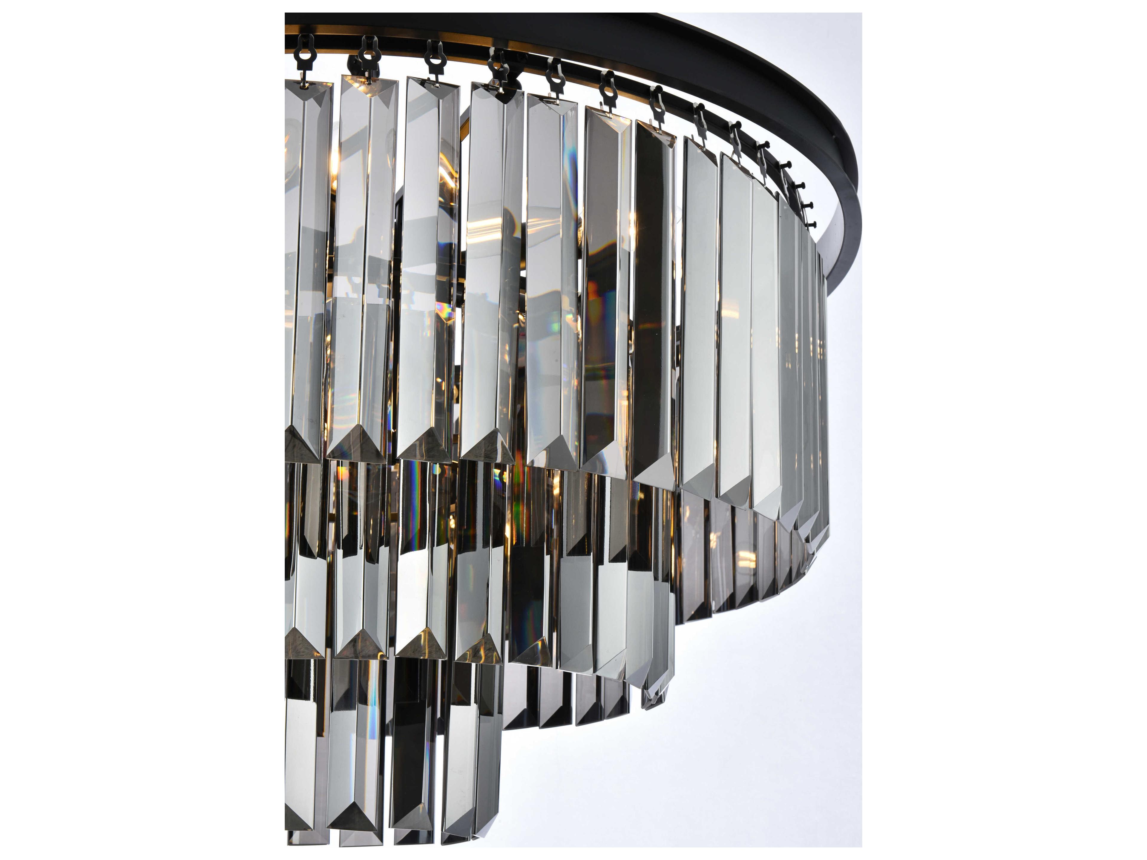 Elegant Lighting Sydney 9-Light Matte Black Silver Crystal Tiered Chandelier