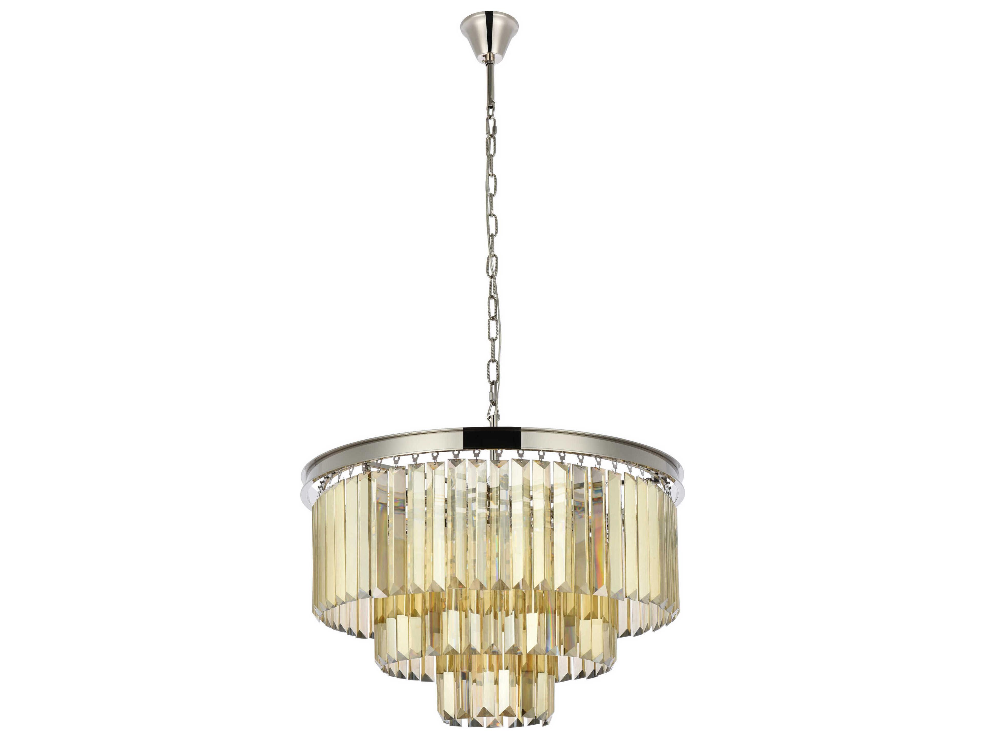 Elegant Lighting Sydney 9-Light Polished Nickel Gold Crystal Tiered Chandelier