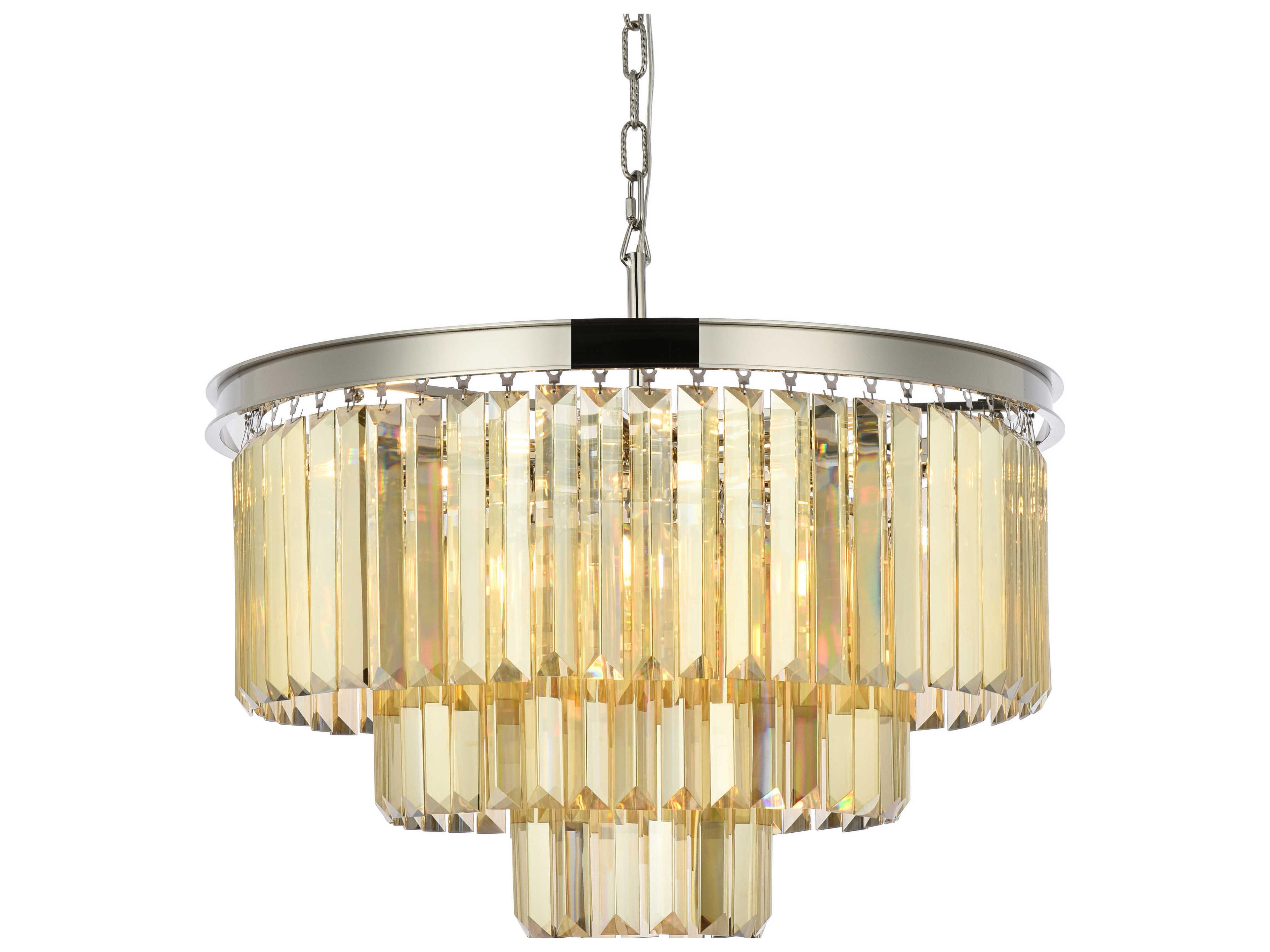 Elegant Lighting Sydney 9-Light Polished Nickel Gold Crystal Tiered Chandelier